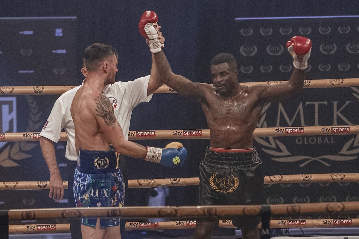 Ohara Davies has his hand raised as he squeezed past Tyrone McKenna to claim the Golden Contract title and the Belfast man\'s WBC International title