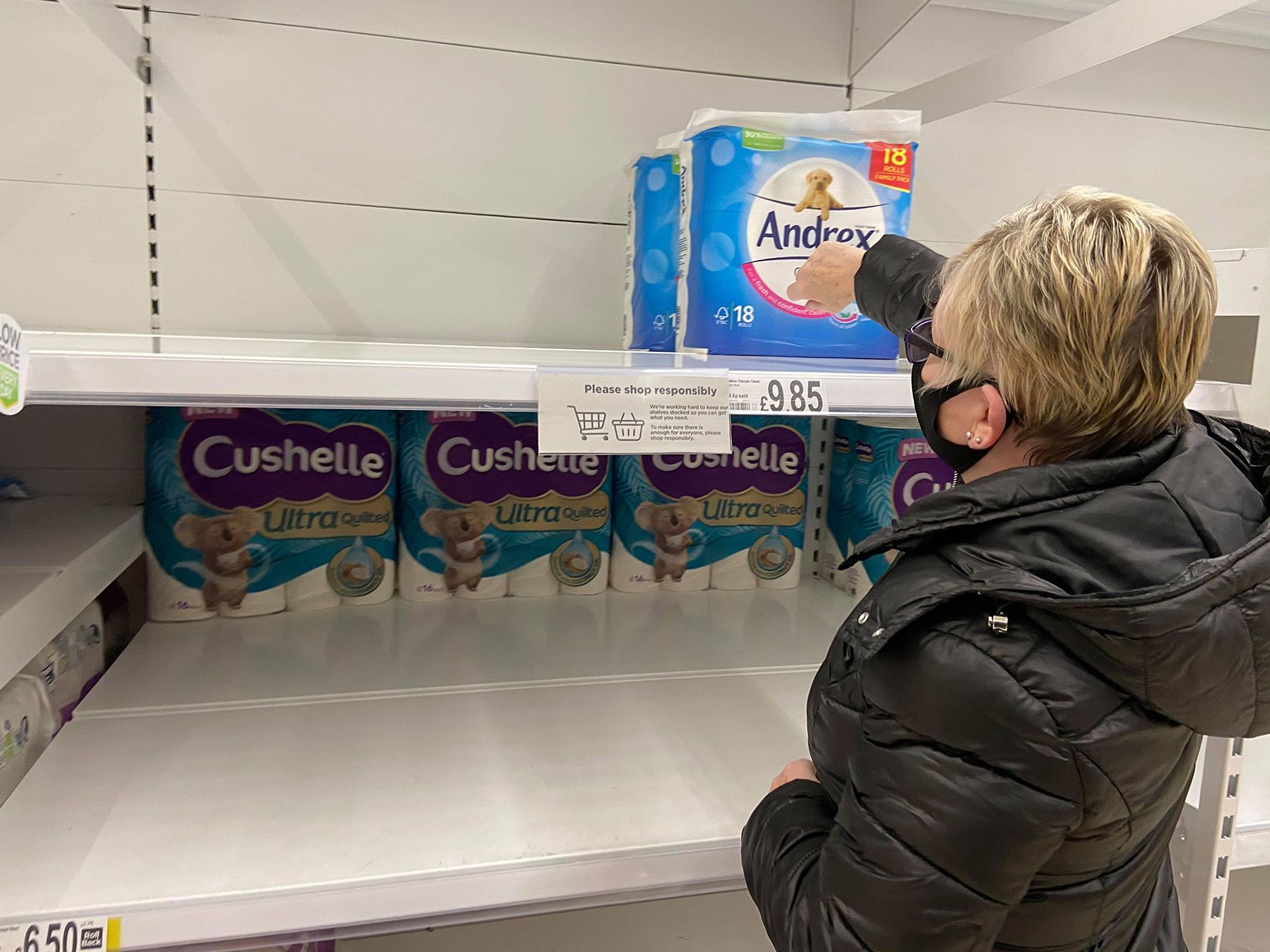 PANIC BUYING: The scene in Asda on Wednesday morning on the day new restrictions were announced by the Stormont Executive