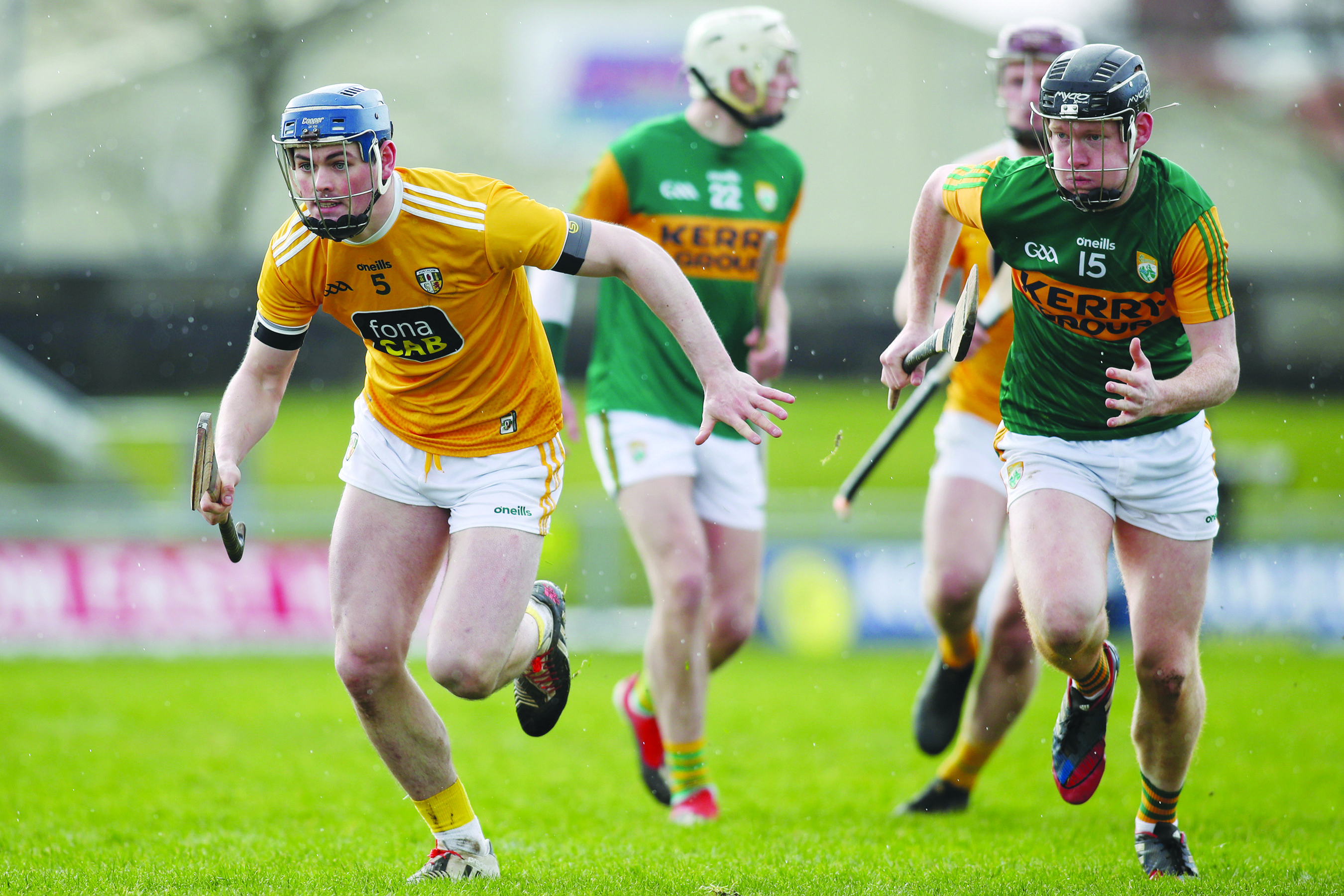 Gerard Walsh in action for Antrim during their win over Kerry in Tralee in February