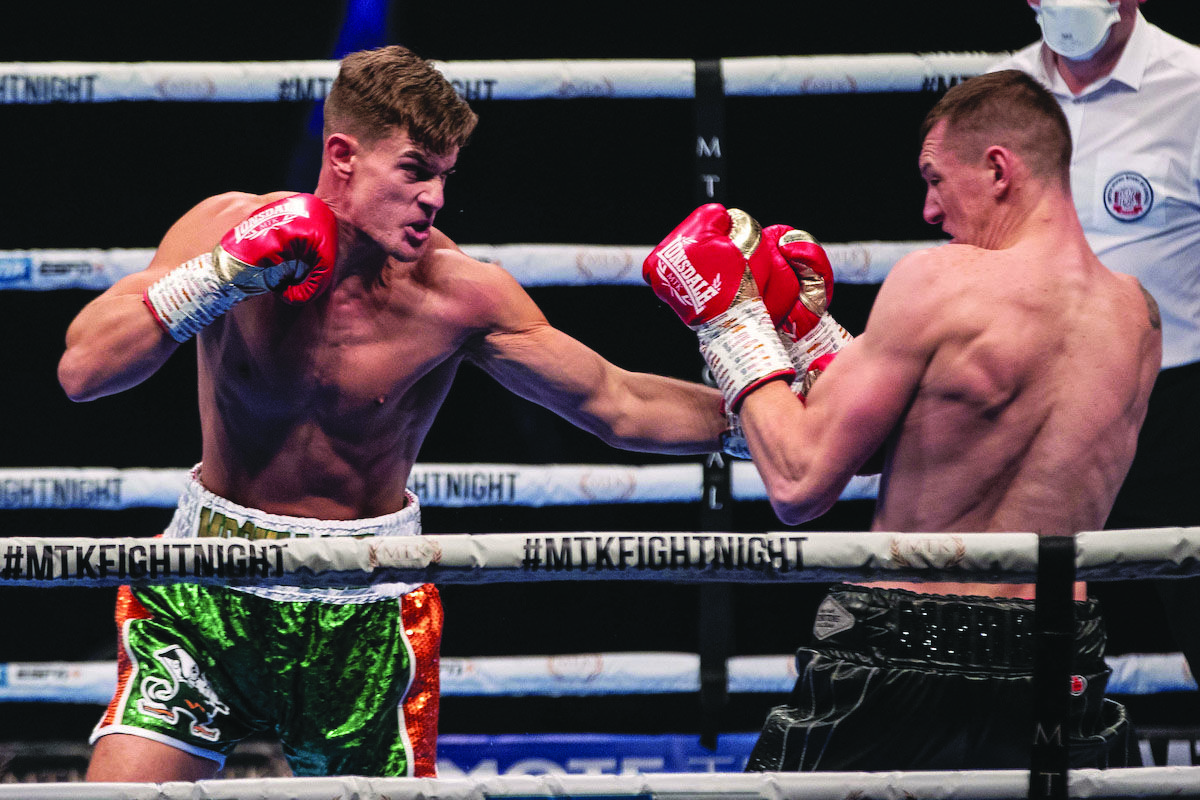 Paul McCullagh Jnr goes on the attack during Sunday’s contest in Wakefield