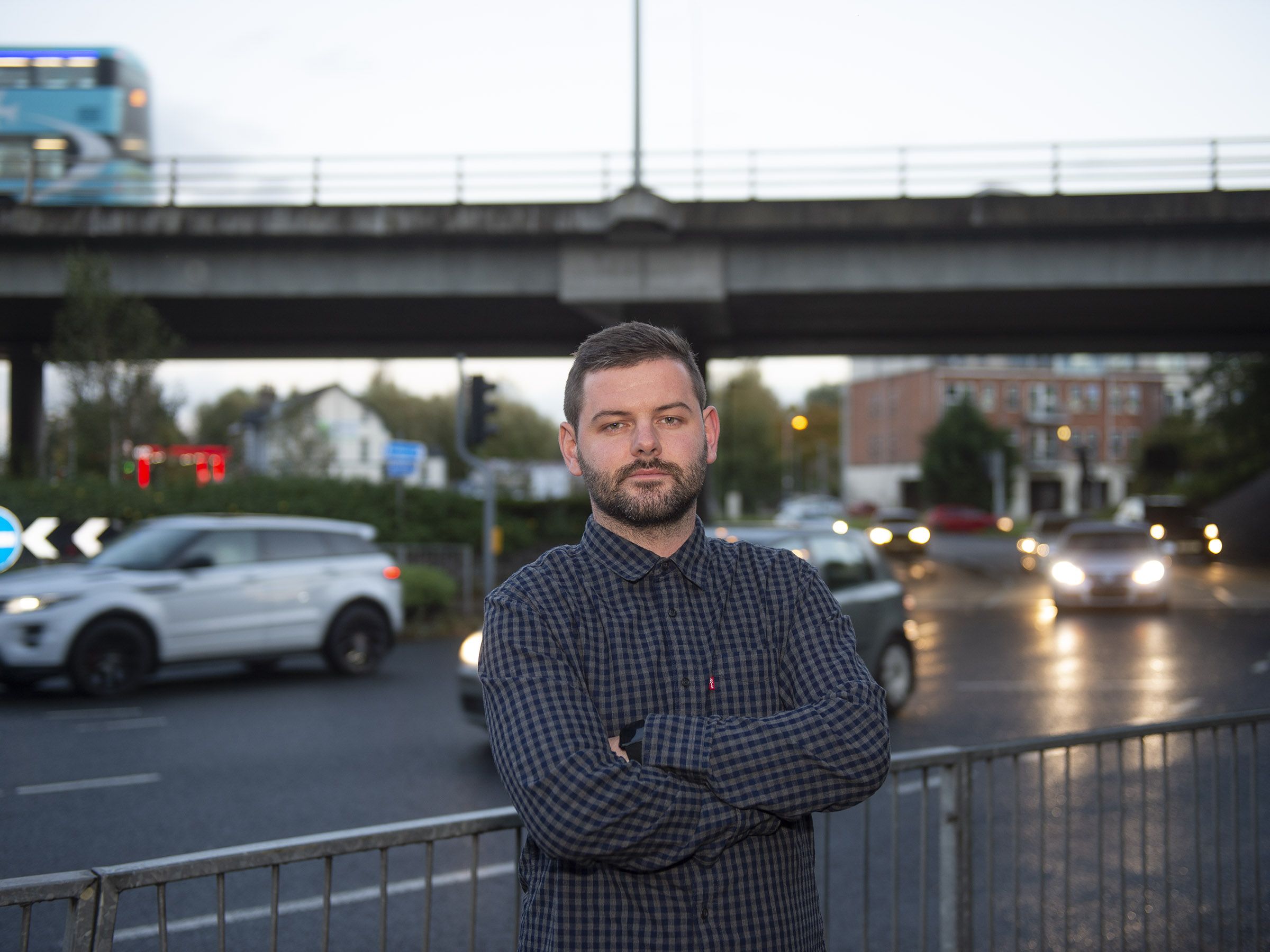 TOXIC: Traffic from Andersonstown, Lisburn Road, Boucher Road and of course the M1 make Stockman’s an air pollution blackspot; the Green Party’s Stevie Maginn saids DAERA Minister Edwin Poots needs to act  