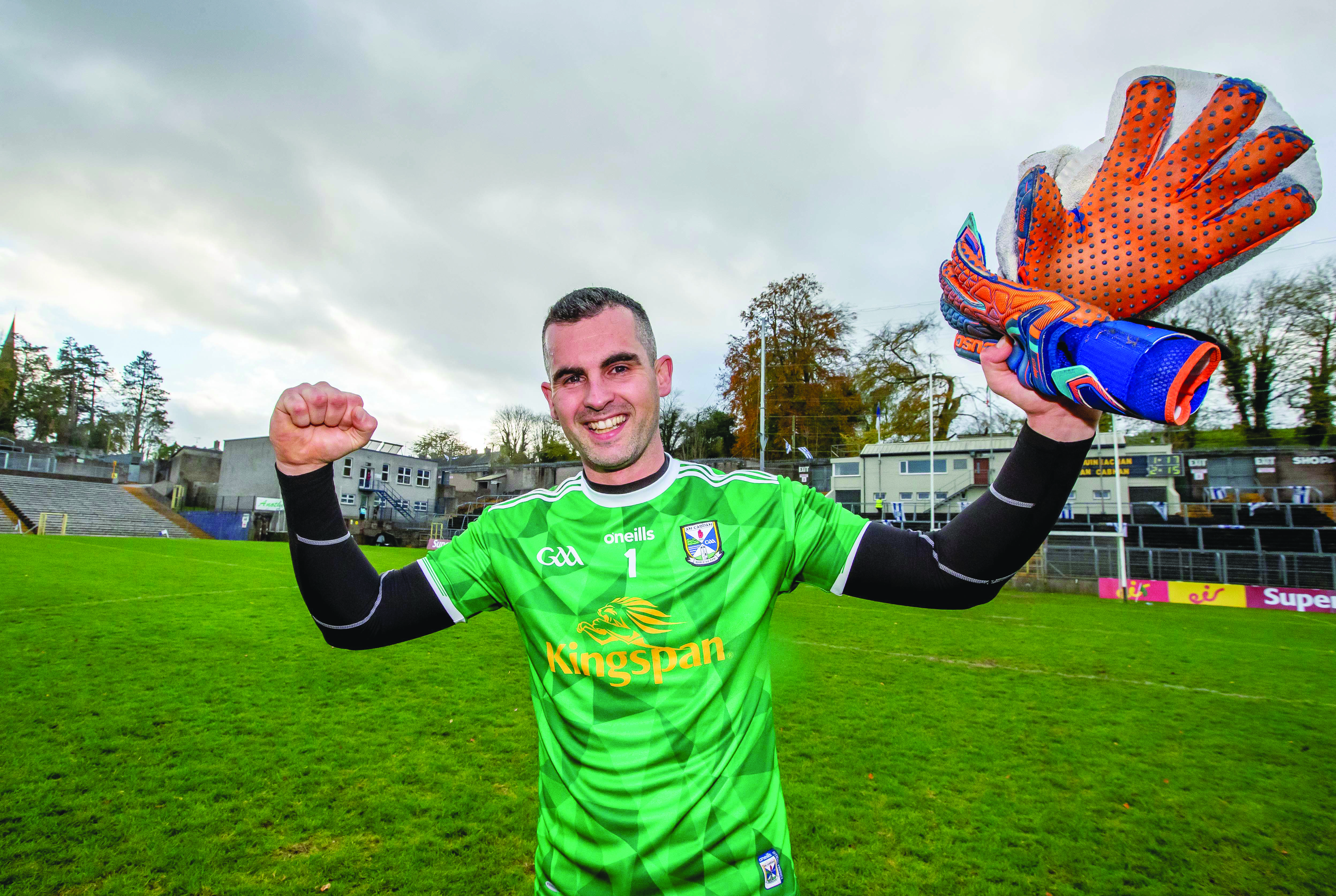 Cavan goalkeeper and captain Ray Galligan celebrates following his side’s dramatic one-point win over Monaghan after extra-time on Saturday afternoon