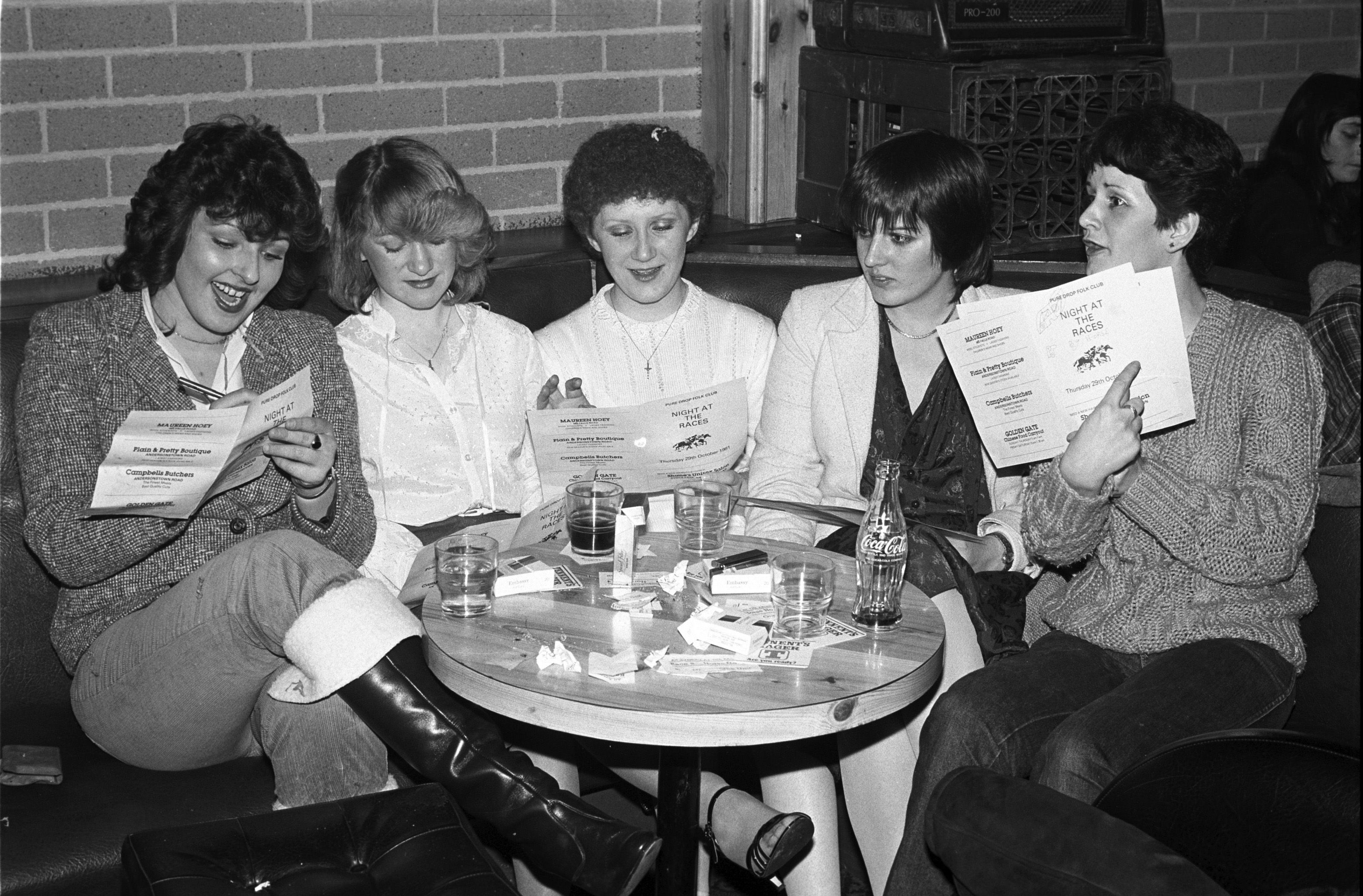STUDYING THE FORM: Laura Callaghan, Colette Lyttle, Elizabeth Gavin, Deirdre McCambridge and Martina Gavin at St Paul\'s GAC Building Fund ‘Night at the Races’