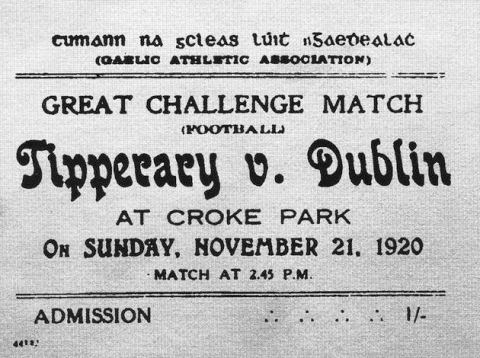 CUT DOWN: A ticket from the game at Croke Park in which 14 people were shot dead