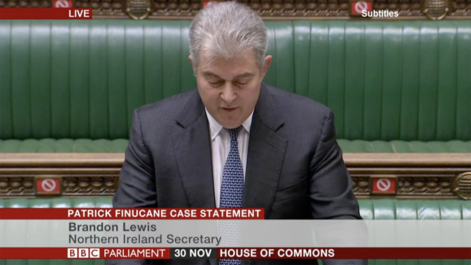 ANNOUNCEMENT: Brandon Lewis announces in the House of Commons the Pat Finucane decision