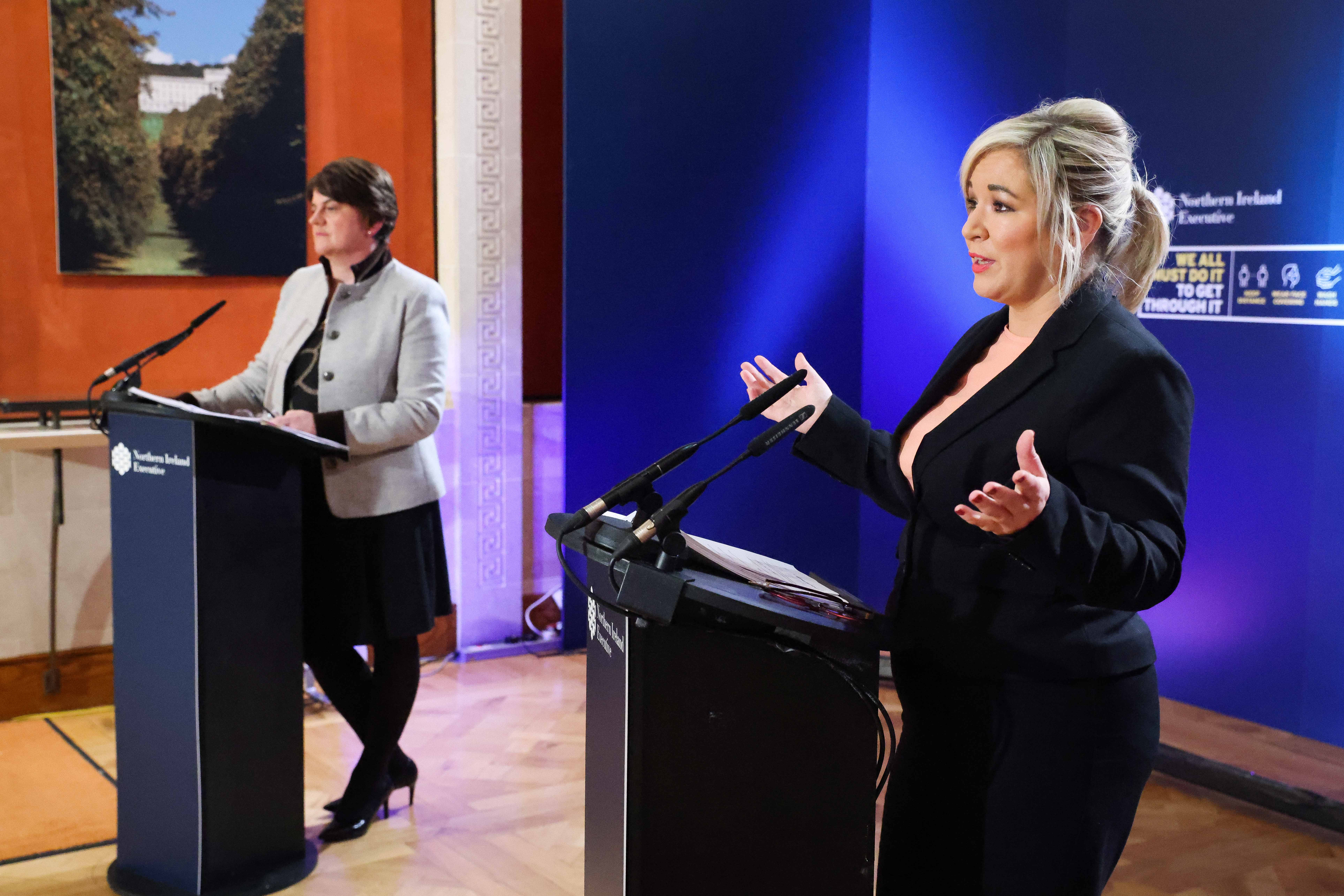 First Minister Arlene Foster and Deputy First Minister Michelle O\'Neill will lead Wednesday\'s briefing.