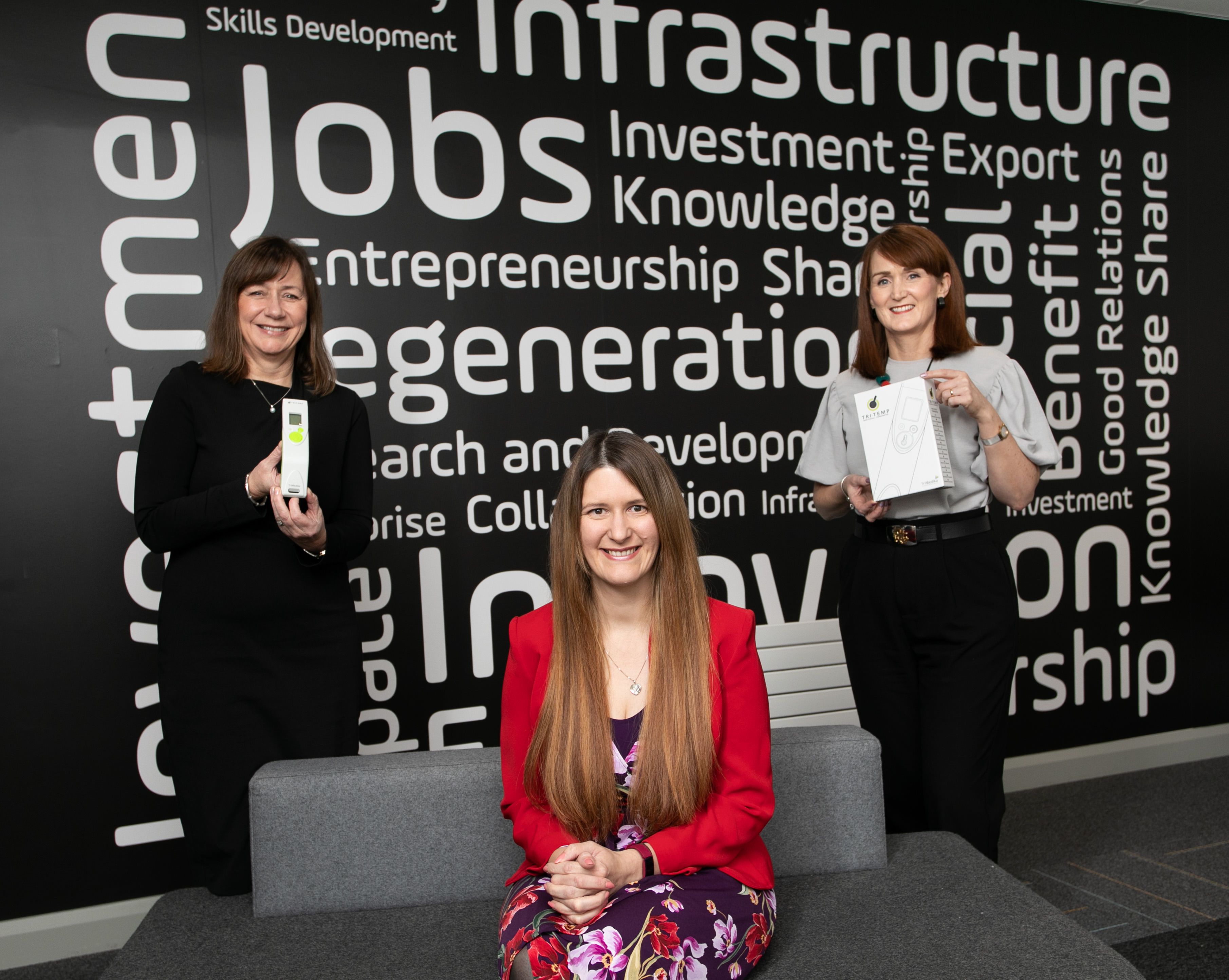 TOGETHER: Majella Barkley, front, Centre Director at Innovation Factory with, left to right, Julie Brien and Roisin Molloy of Trimedika