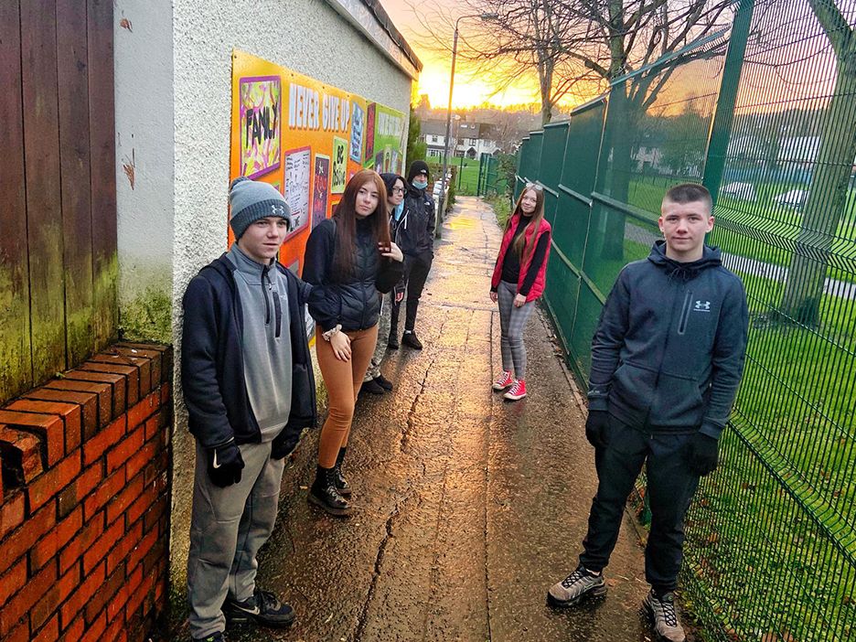 POSITIVE IMAGE: The young people from Lenadoon with their artwork
