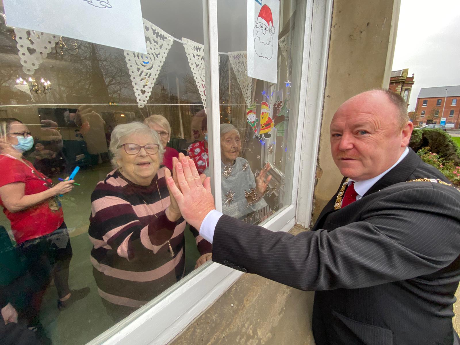 SAFE VISIT: Lord Mayor Frank McCoubrey meets residents of Clifton House