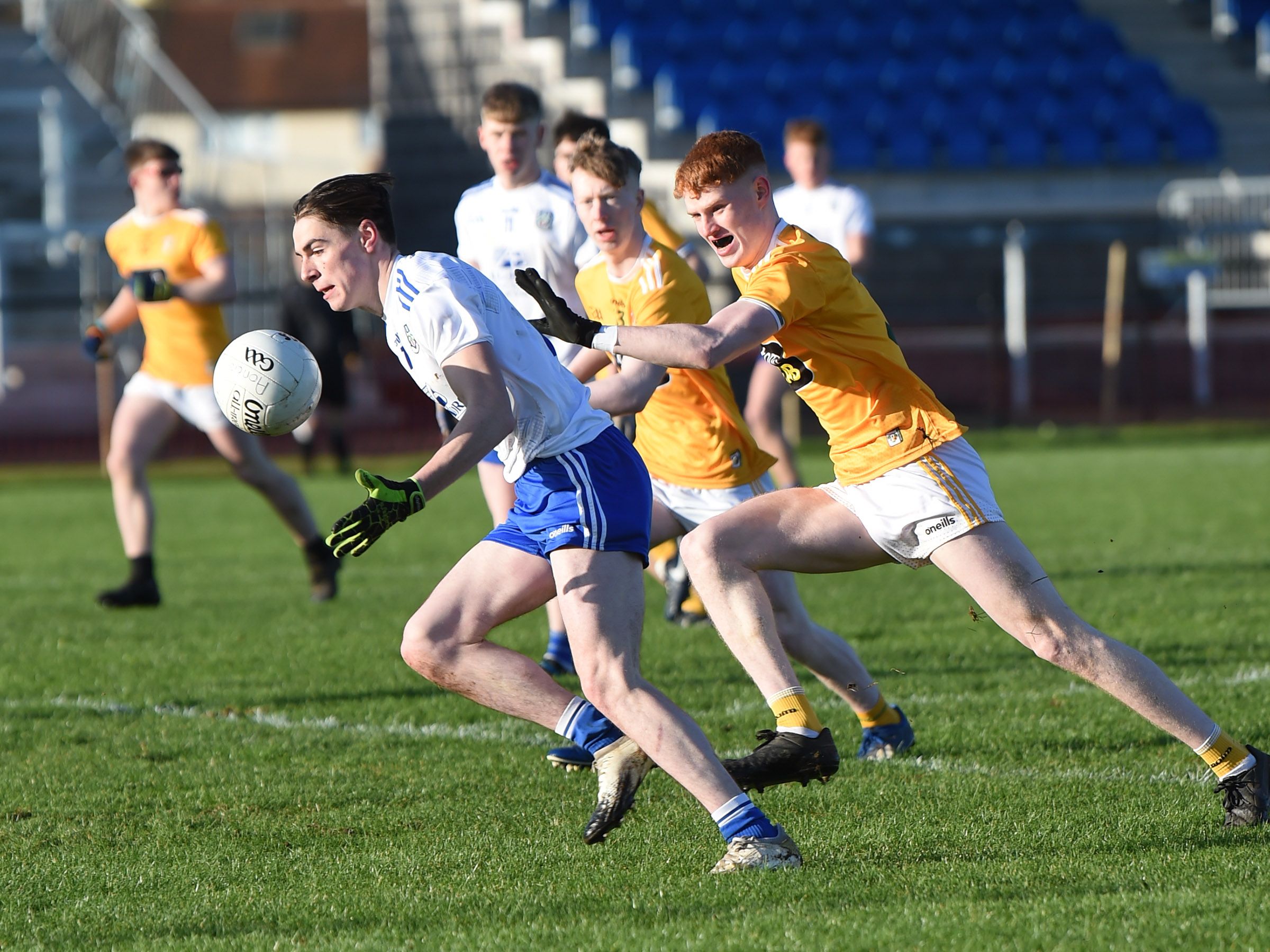 Monaghan\'s Ethan Graham goes on the attack at Corrigan Park on Sunday