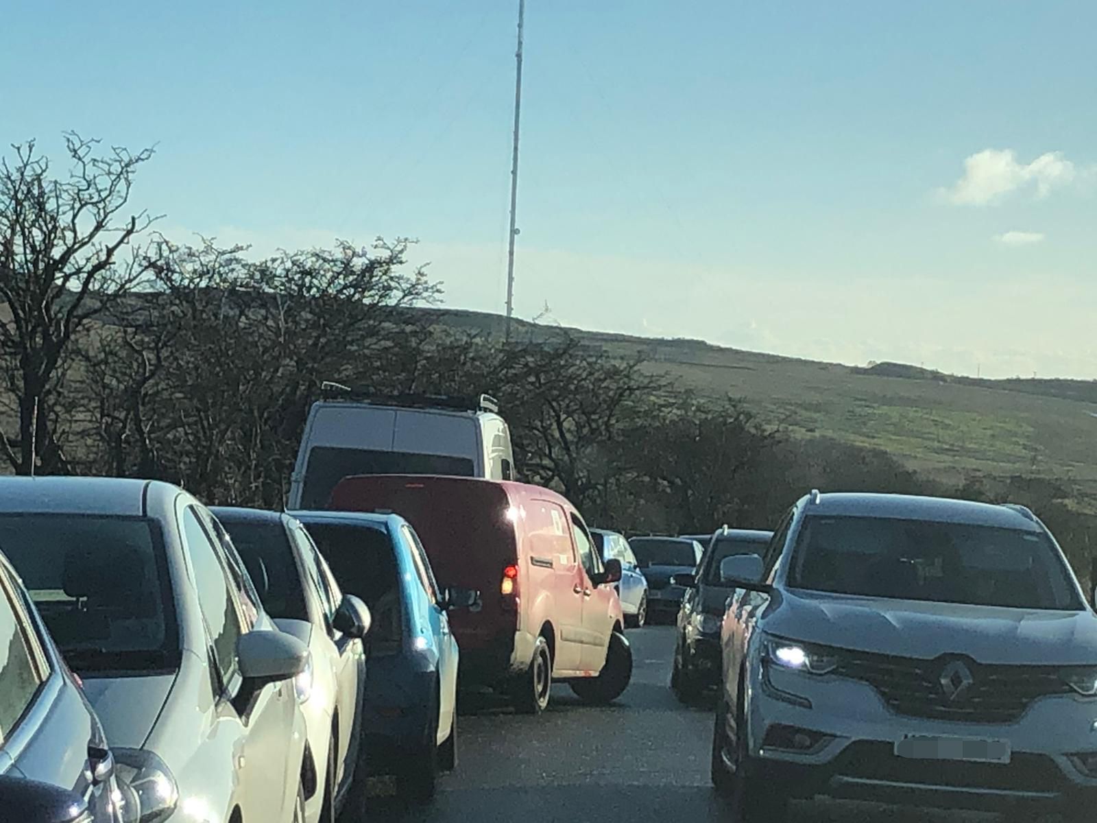 NO WAY THROUGH: Cars parked on either side of the road in recent days