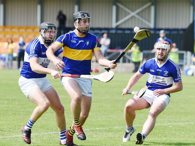 James Connolly gets out in front of Conal Morgan and Andy McGowan