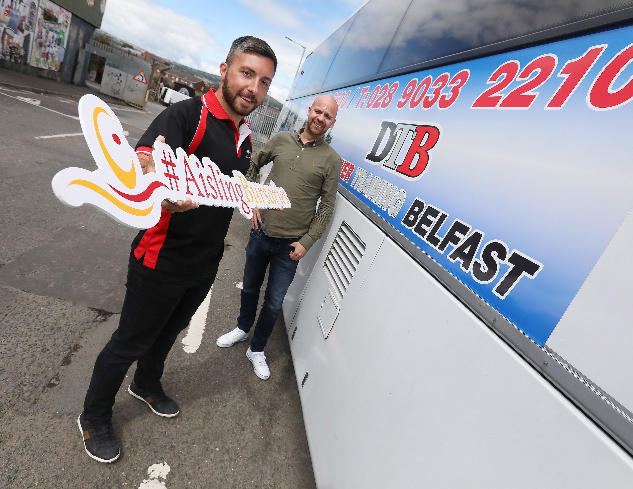 ON THE MOVE: Joe Duffy from the West Belfast Partnership with Ryan Quinn, Director of Driving Theory Belfast