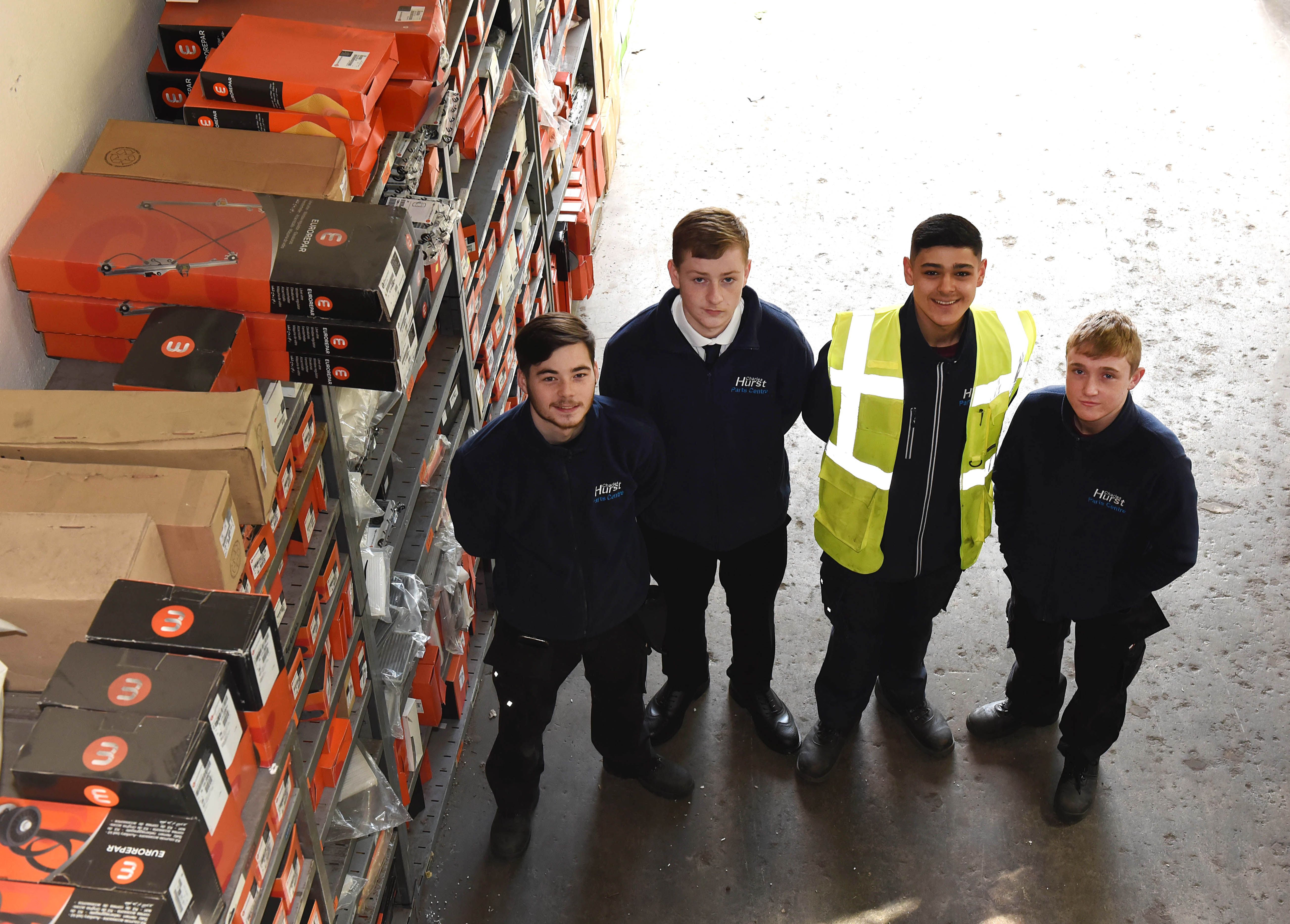 IN THE FAST LANE: Motor mechanics-in-the-making William McCausland, Aaron McCorry, Ryan Singh and Darragh Donnelly