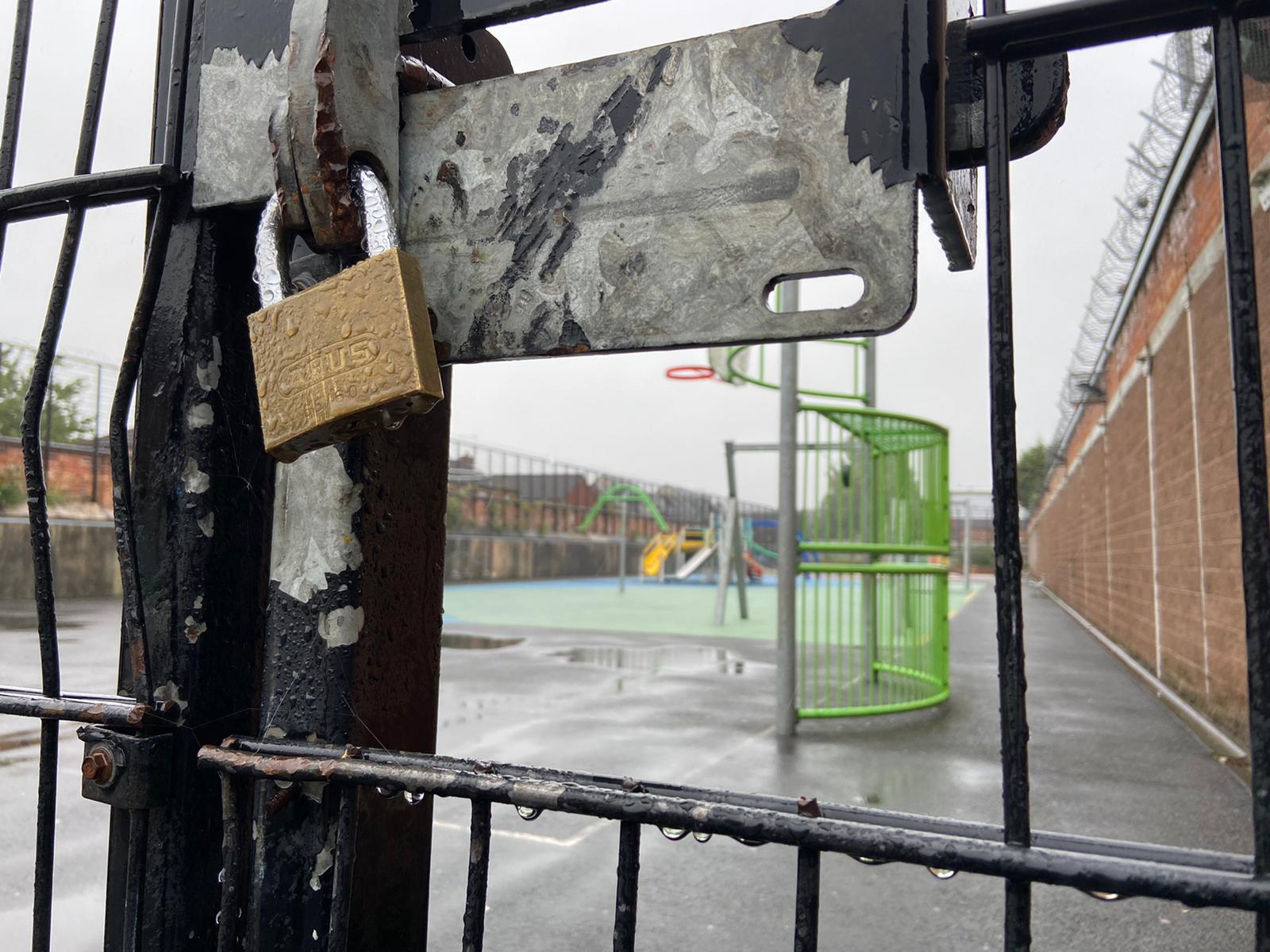 LOCKED UP: The play park in Springfield Avenue 