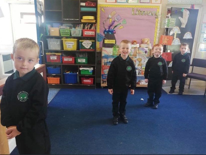 NEW NORMAL: Pupils at Sacred Heart Boys Primary School practice social distancing 