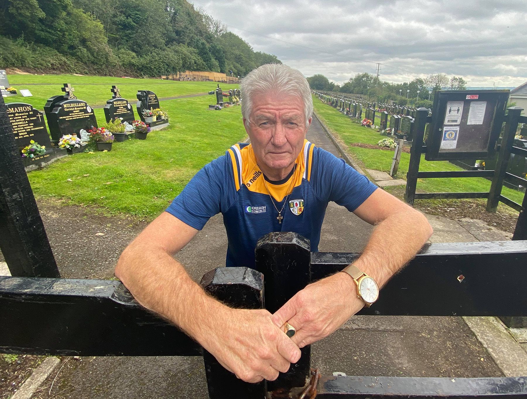 MAINTENANCE ISSUES: Michael Clarke at St Joseph’s Cemetery in Hannahstown where his grandson is buried