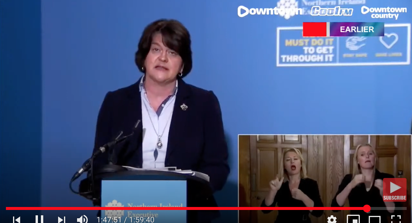 REUNION: Arlene Foster returns to the podium alongside Michelle O\'Neill to give update on Covid-19 restrictions