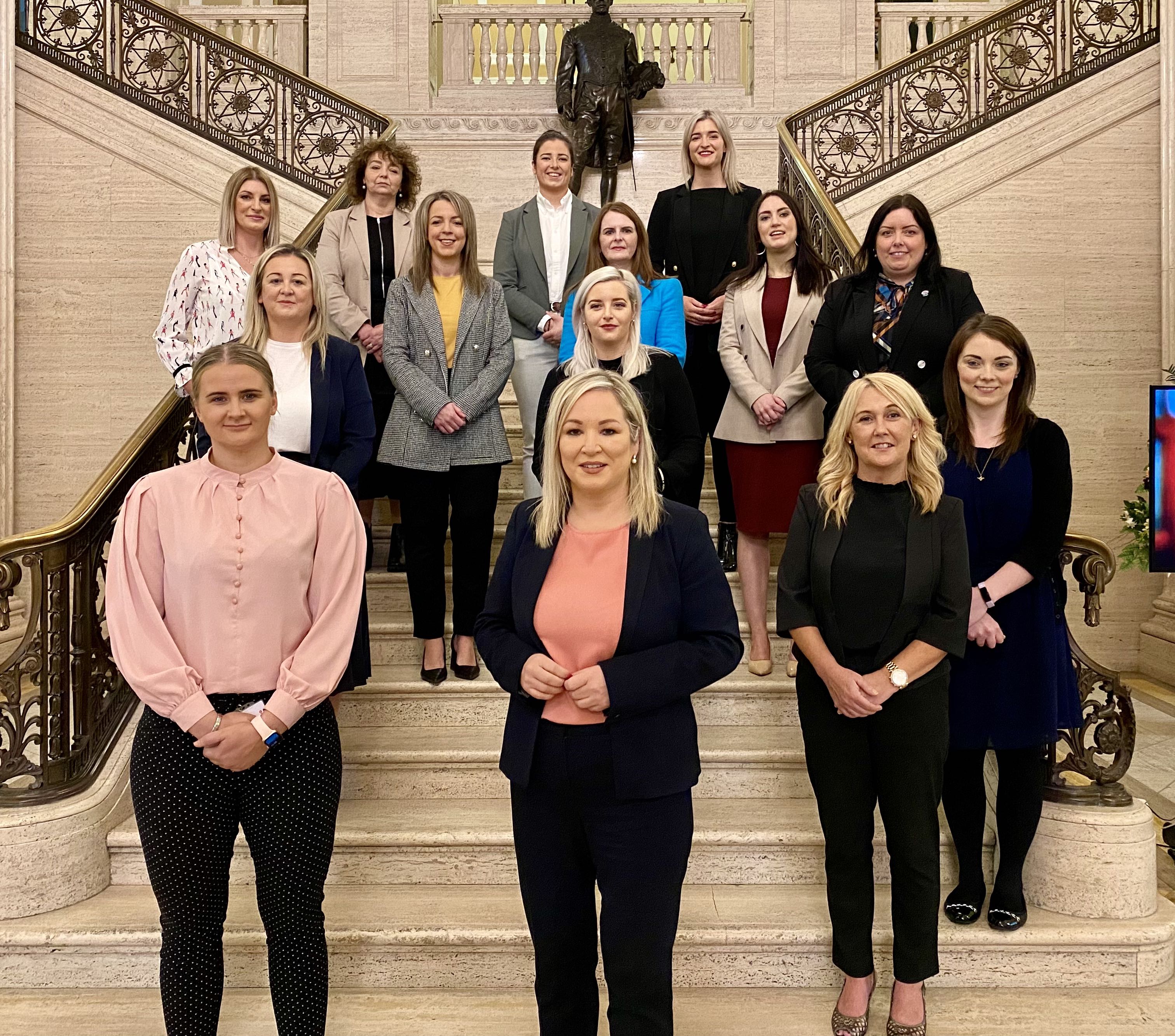 GIRL POWER: Aisling Reilly, left, became the latest female Sinn Féin MLA when she signed the register on Tuesday