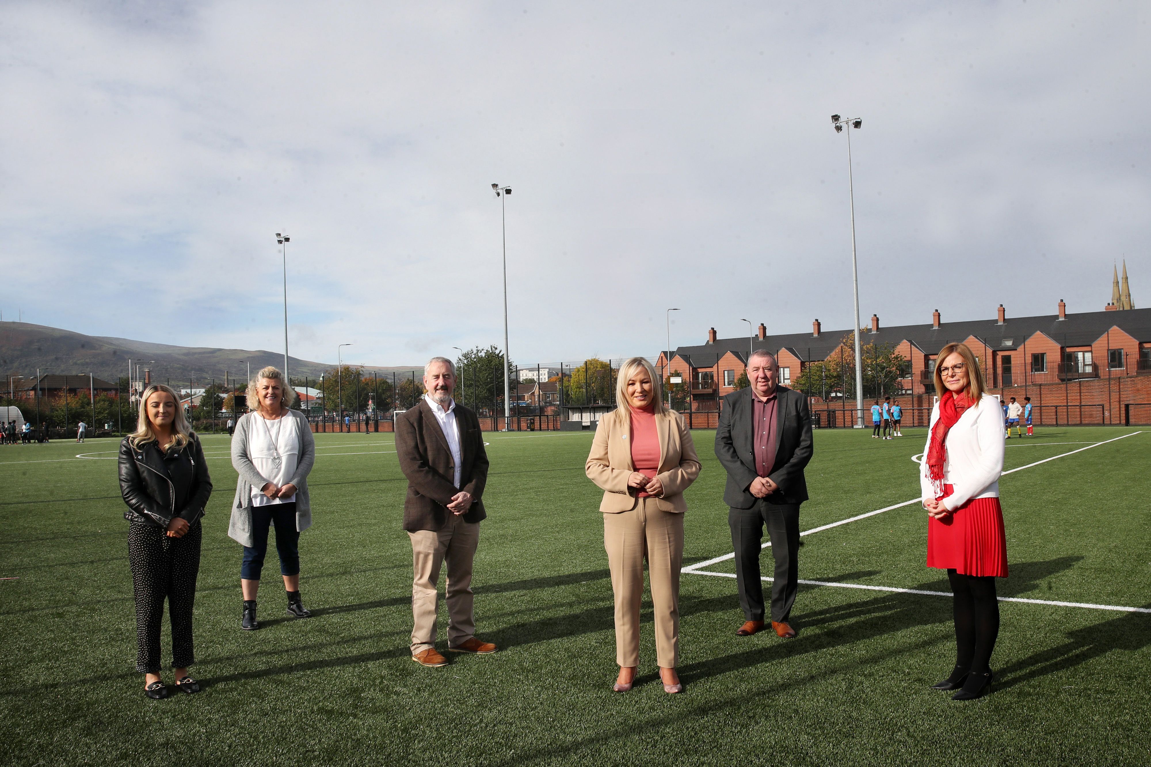 TRANSITION: Ciara McCarthy and Kate Pickering (CRJI), Michael Culbert (Coiste) with deputy First Minister Michelle O\'Neill, Gerry McConville (Falls Community Council) and Tina Black (Grosvenor Community Centre)