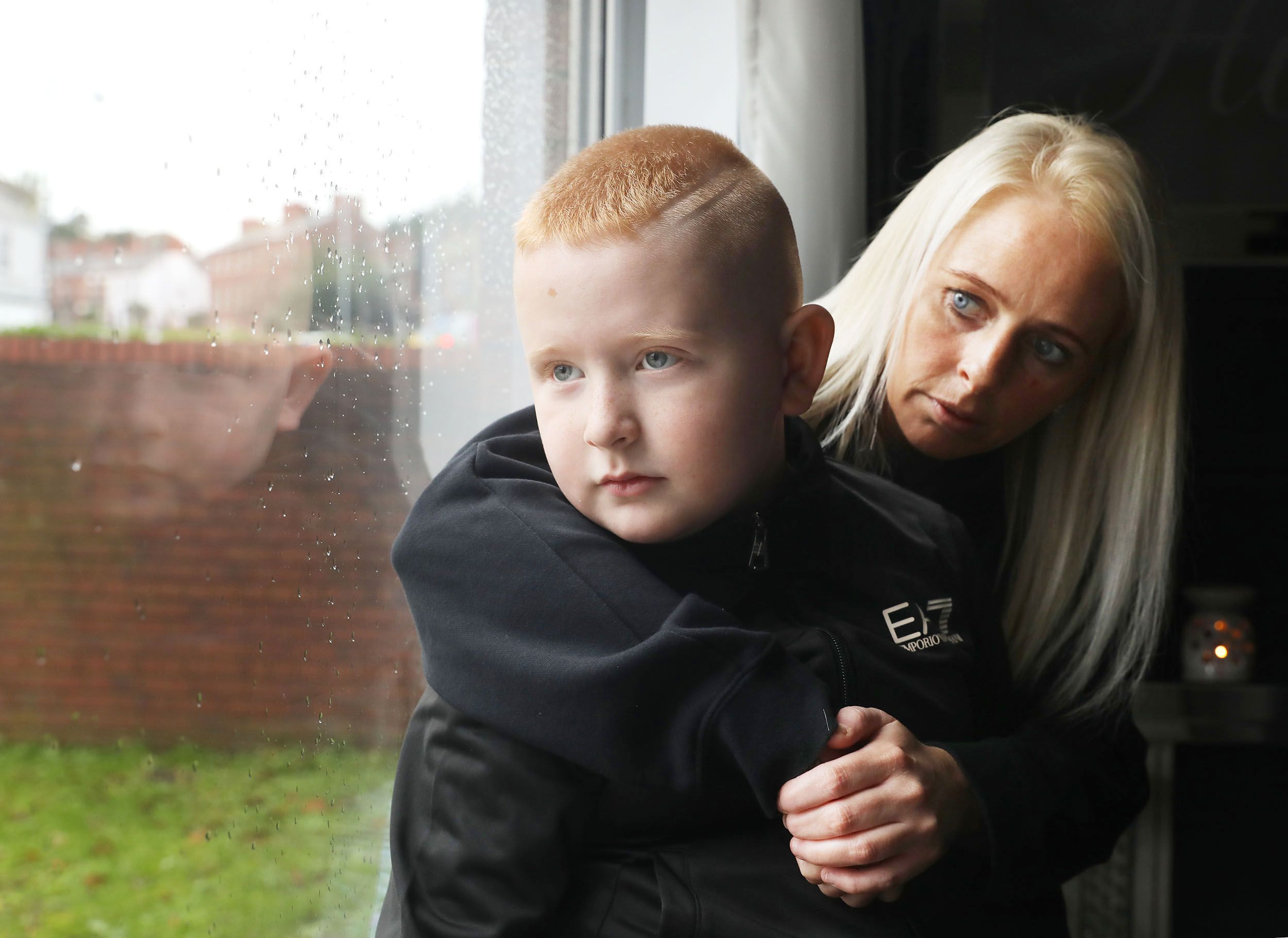 STRESS: Lynsey Faulkner, with her son Darryl (7)