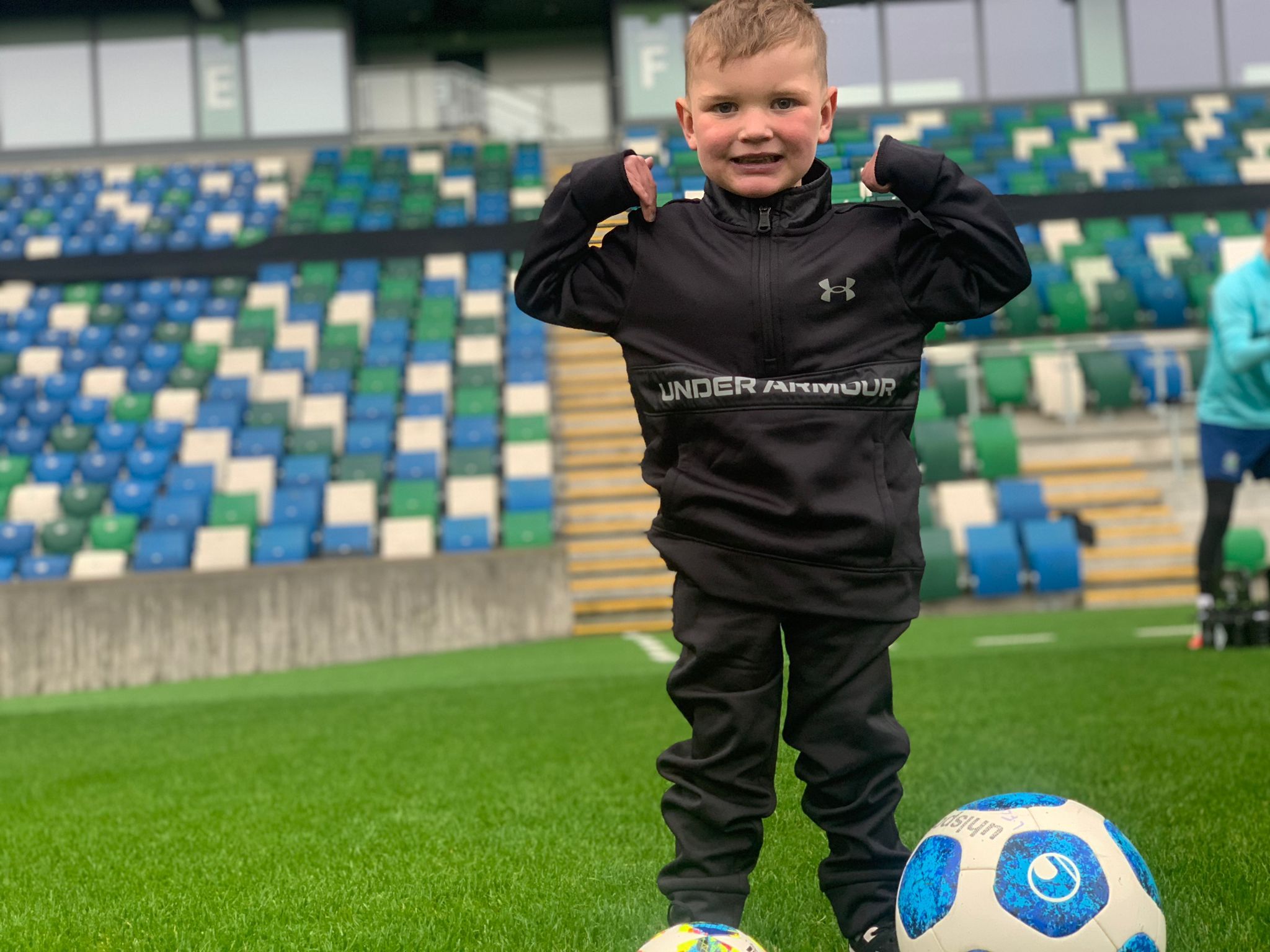 MESSAGE: Dáithí Mac Gabhann takes to the field at Windsor Park