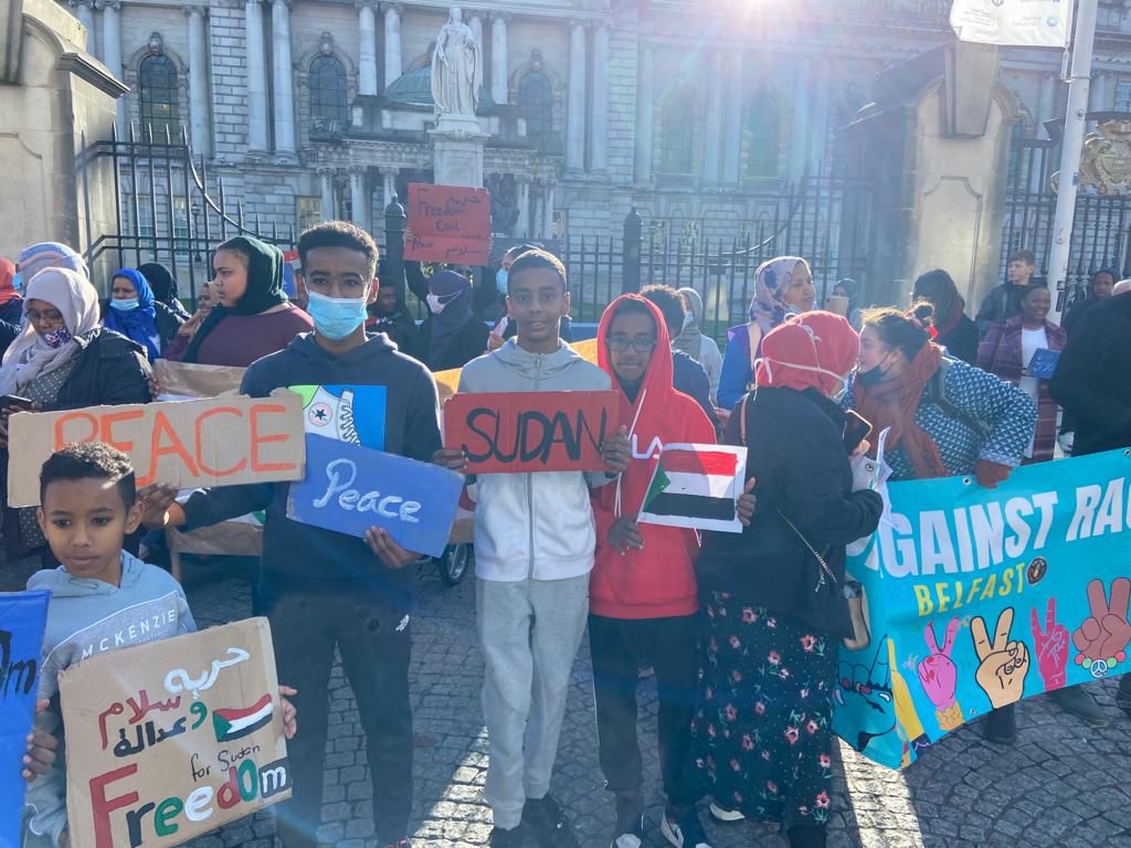BELFAST SUPPORT: Protesters at City Hall have spoken out at against the coup in Sudan