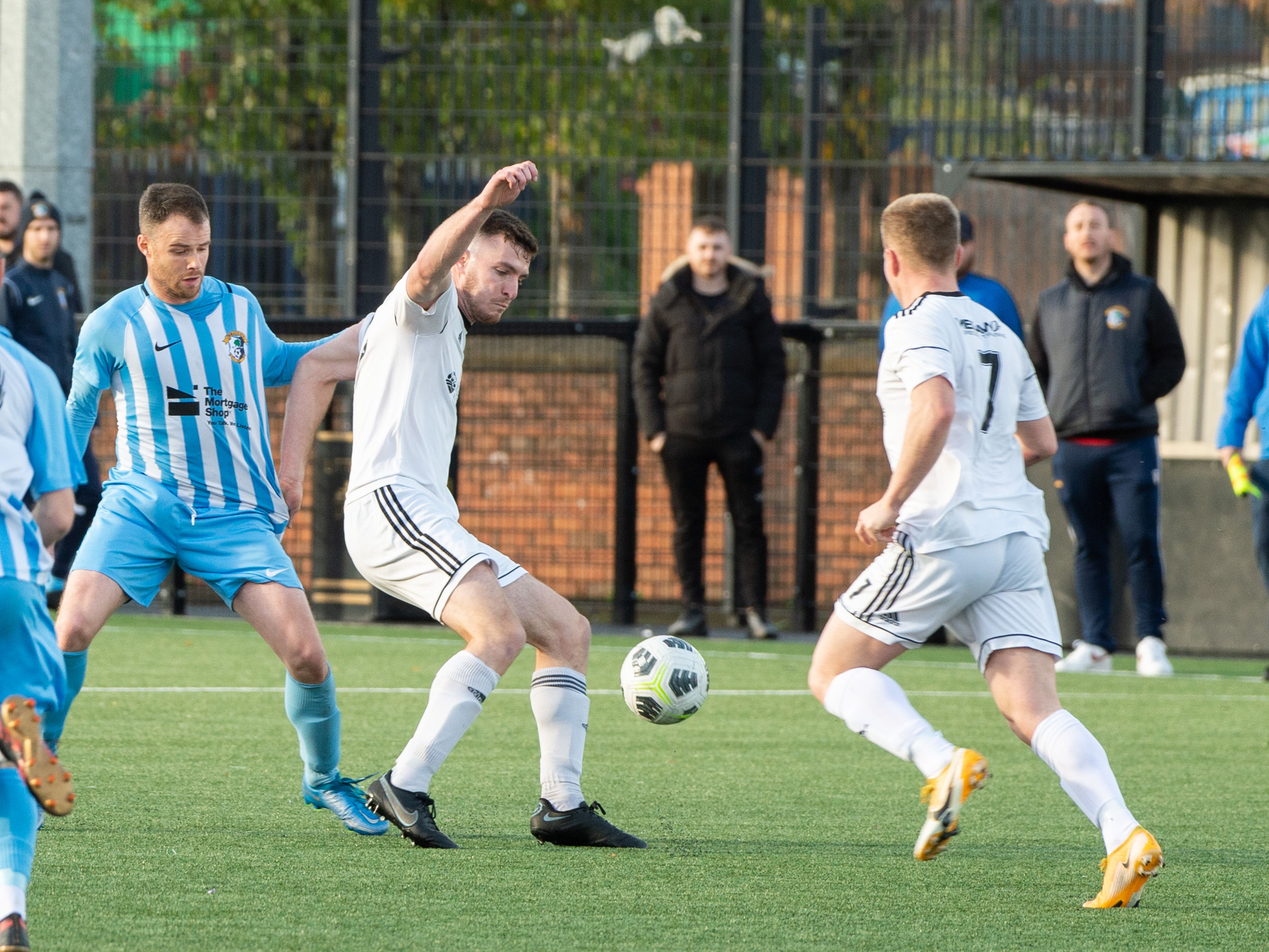 Rathfriland Rangers keep possession during Saturday\'s Border Cup tie