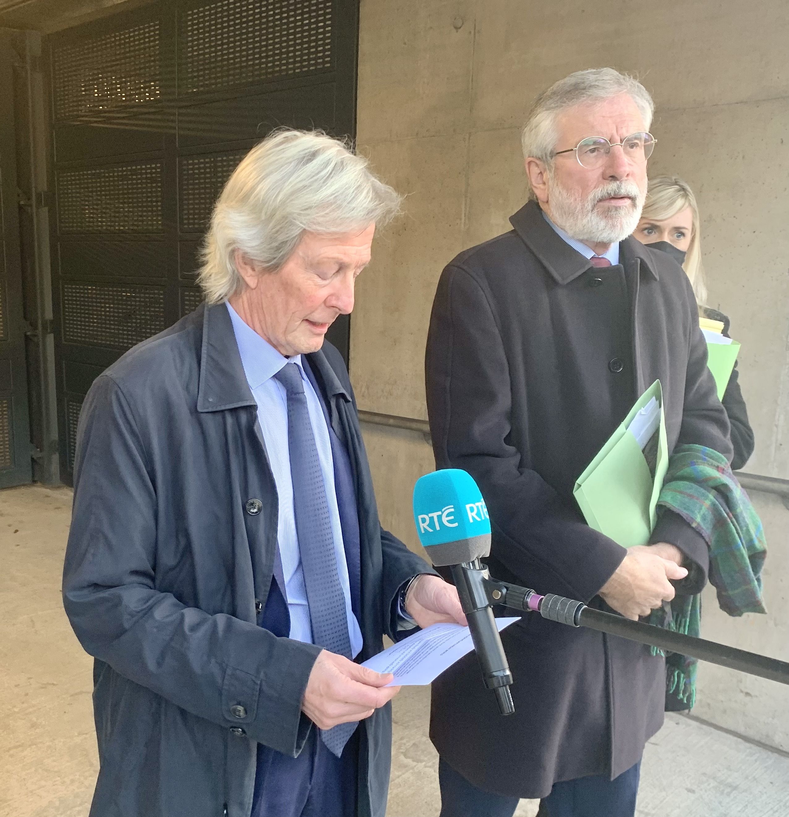 END OF A LONG ROAD: Gerry Adams and his solicitor Paul Tweet outside Croke Park