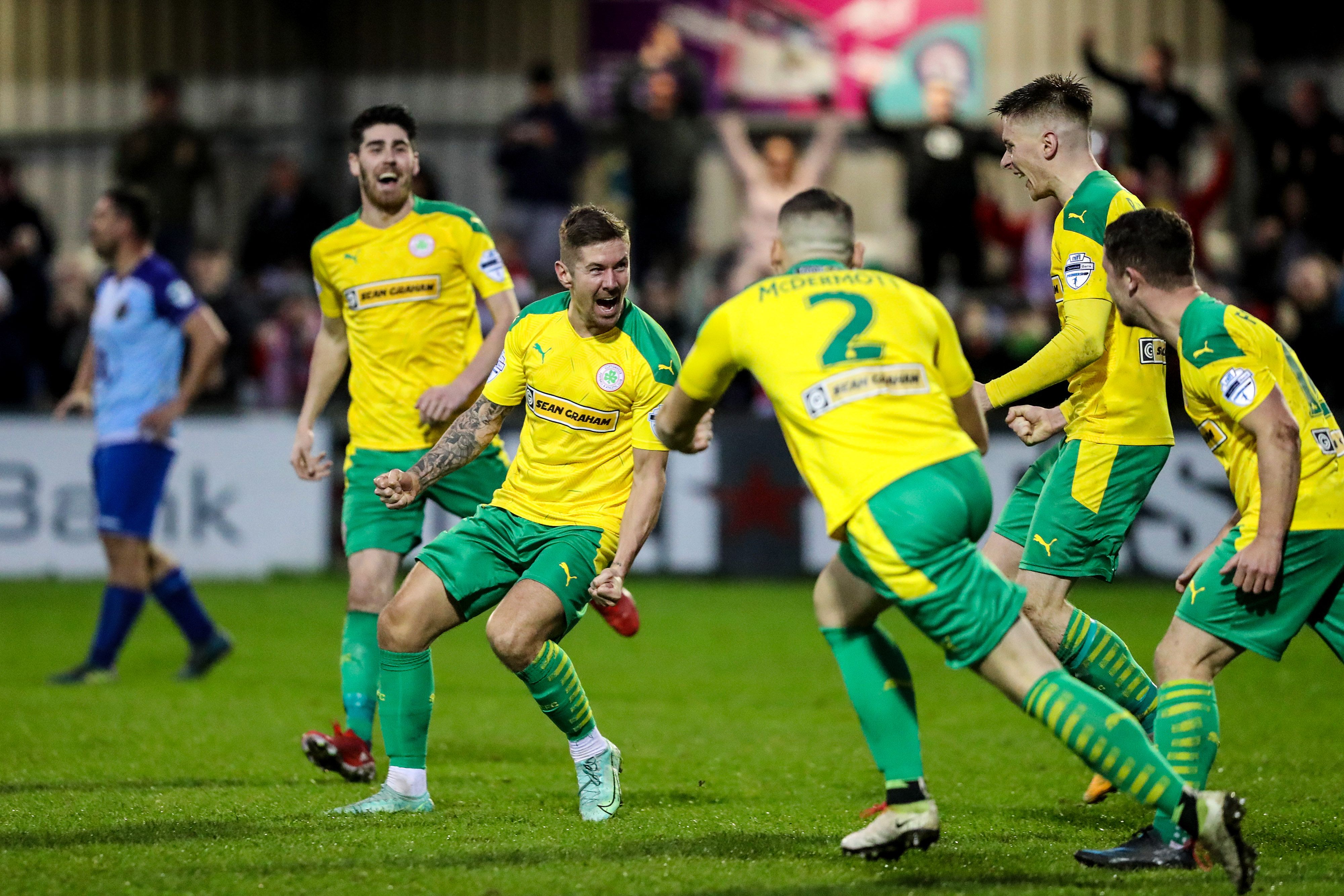 Daniel Kearns celebrates finding the net win Saturday 