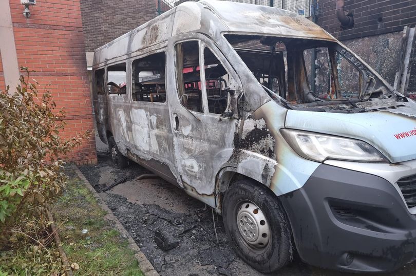 ARSON ATTACK: The minibus, used by Holy Family Youth Centre was destroyed on October 17