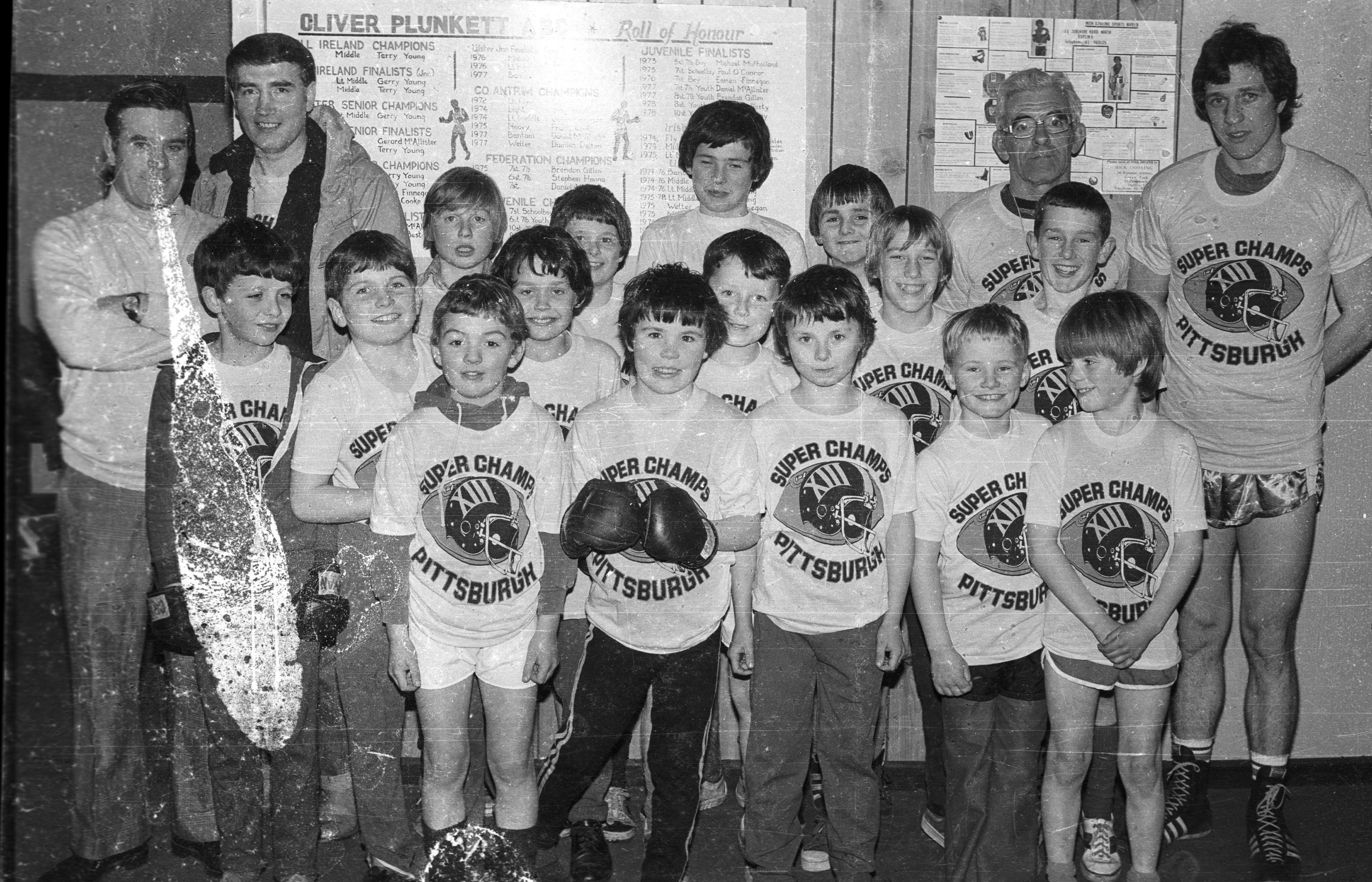 GOLDEN GLOVES: Young boxers at St Oliver Plunkett Boxing Club back in November 1979