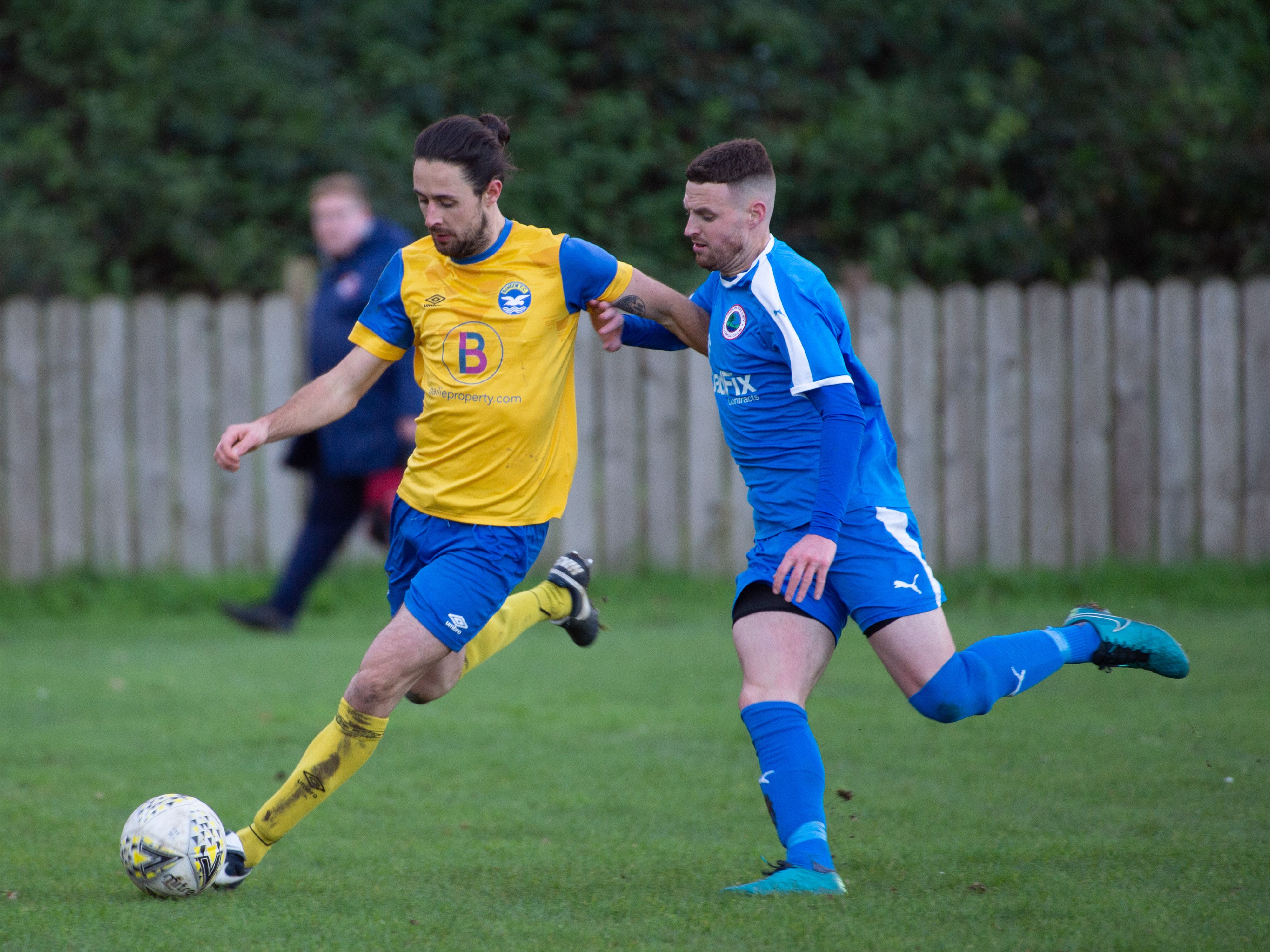 Action from Saturday\'s Irish Cup tie at Colin Valley Park