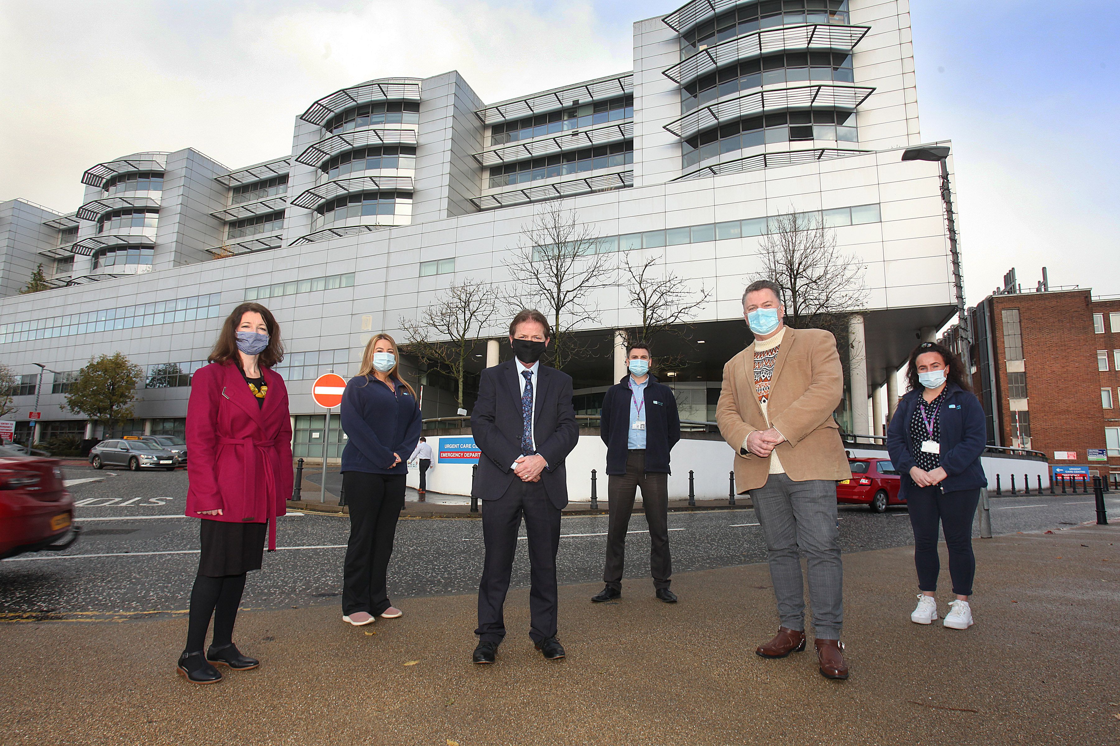 NEW SERVICE: Staff at the Royal Victoria Hospital with service user, Mark Roberts