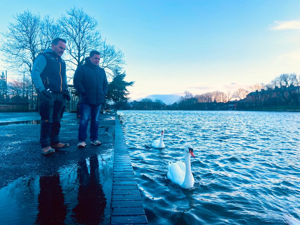 AVIAN INFLUENZA OUTBREAK: Sinn Féin councillors JJ Magee and Conor Maskey in the Waterworks