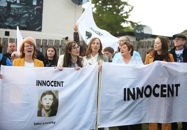 VIGIL: Families celebrate an inquest verdict that found ten people murdered by the British Army in Ballymurphy in August in 1971 were \"entirely innocent\", and their killings \"unjustifiable\"