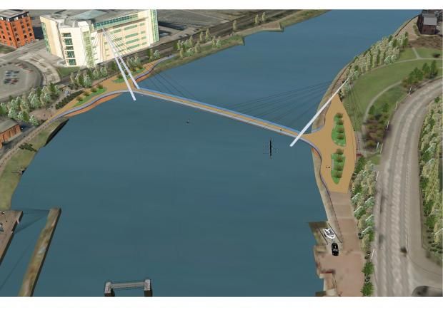 PLANS: An artist\'s impression of the Lagan pedestrian and cycle bridge