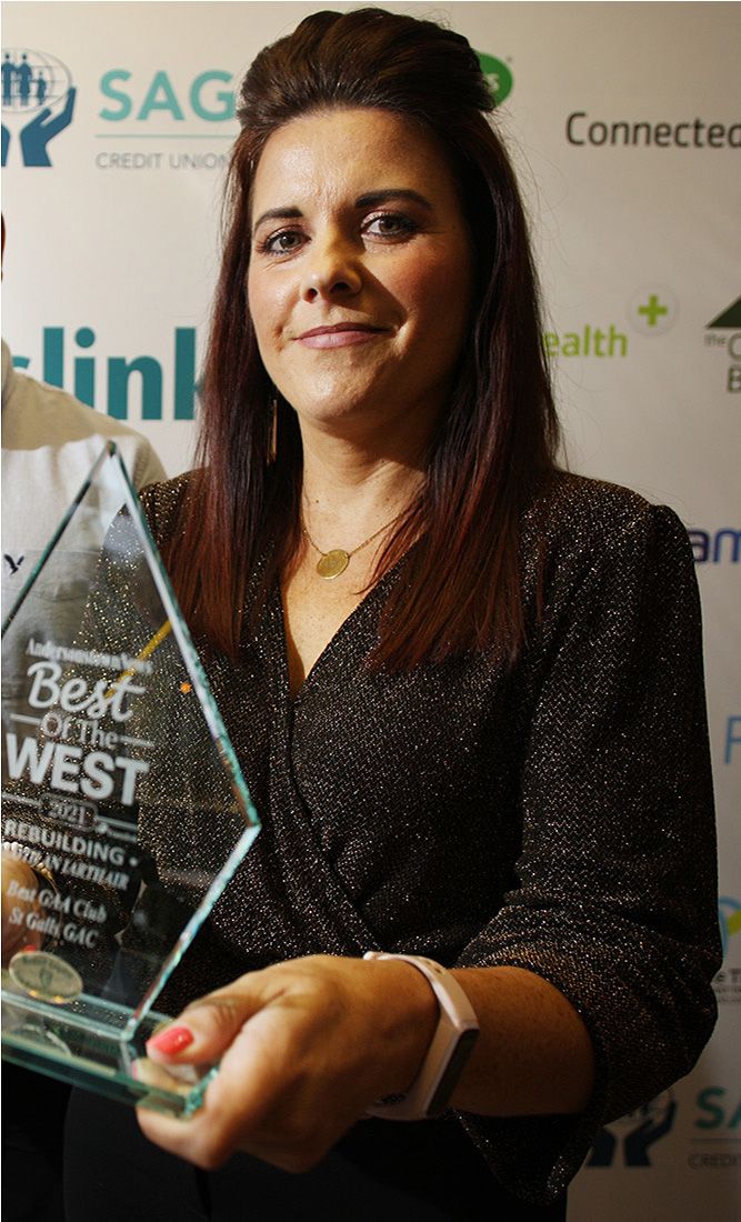 TOP CLUB: Sinéad Garland with the Best of the West award that St Galls won this year