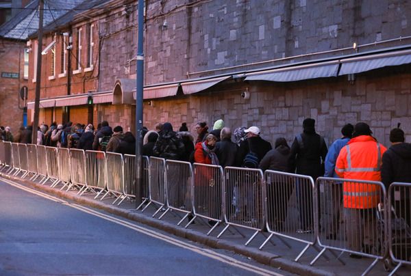 NEED: Queueing for hampers at the Capuchin Day Centre in Dublin