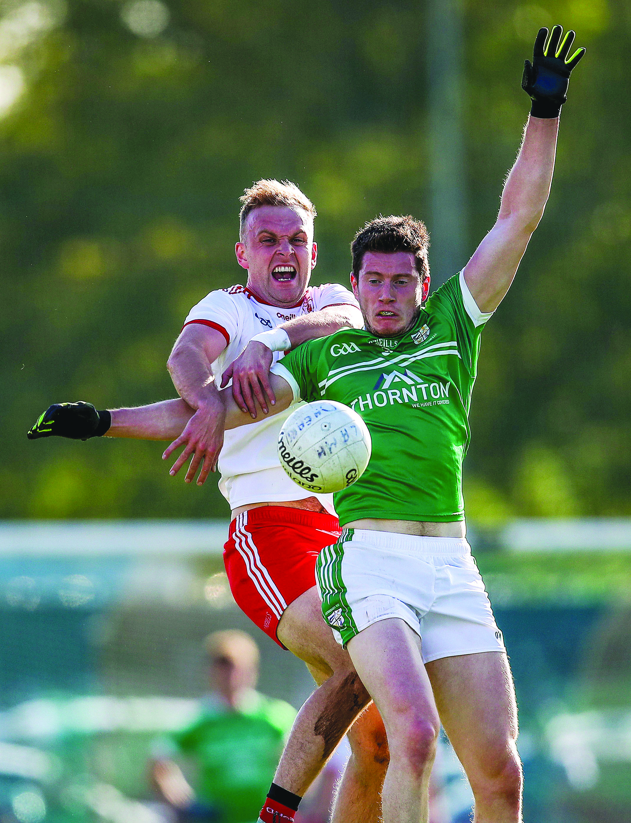 Lámh Dhearg’s Marc Jordan - pictured in action against Cargin in the 2019 Antrim SFC final - revealed his absence from last year’s county semi-final against the Toome outfit was due to him contracting Covid-19 that sapped his energy for the remainder of 2