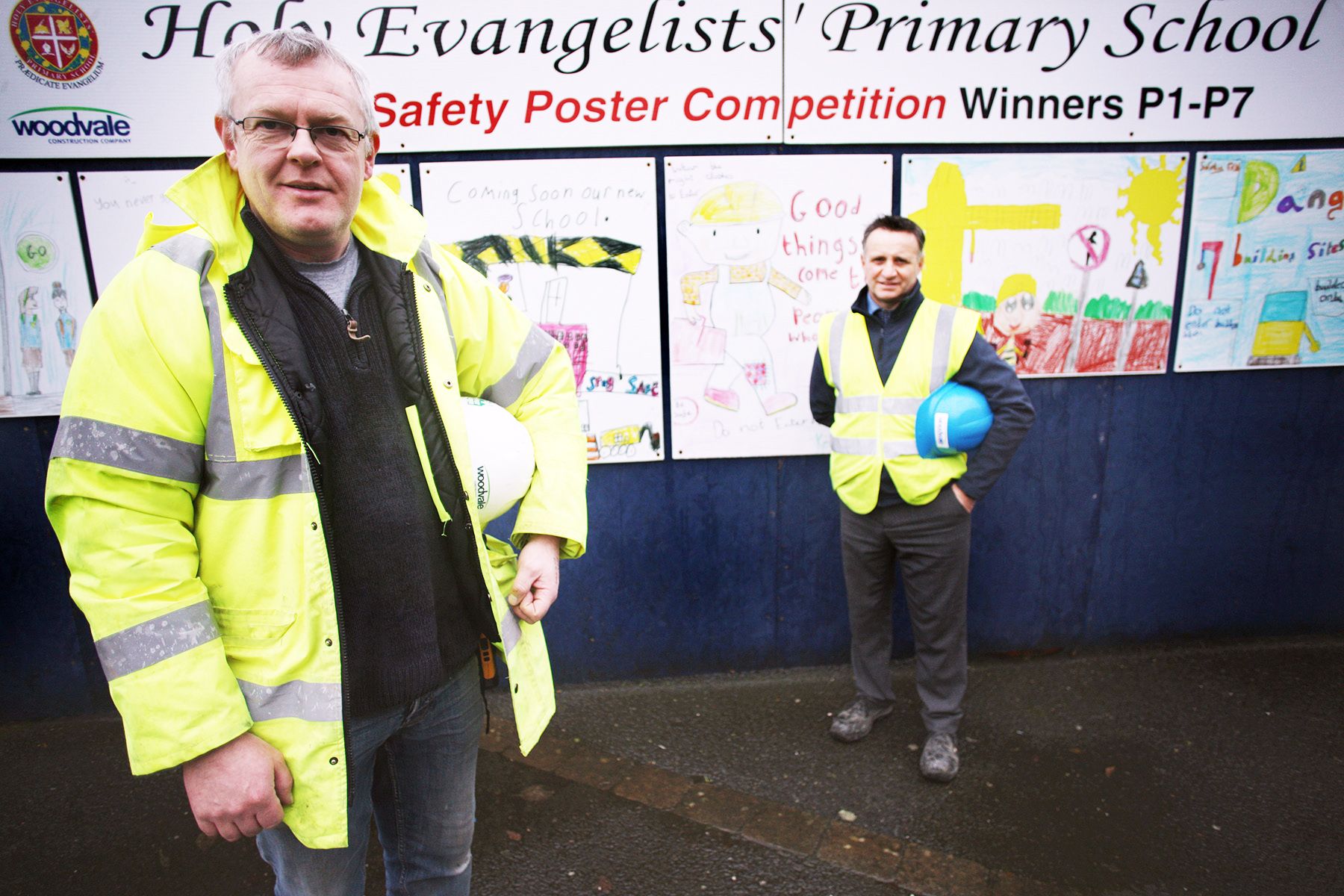 EXCELLENCE: Site manager Ciaran Bothwell and contracts manager Paul Devine at Holy Evangelists’ in Twinbrook