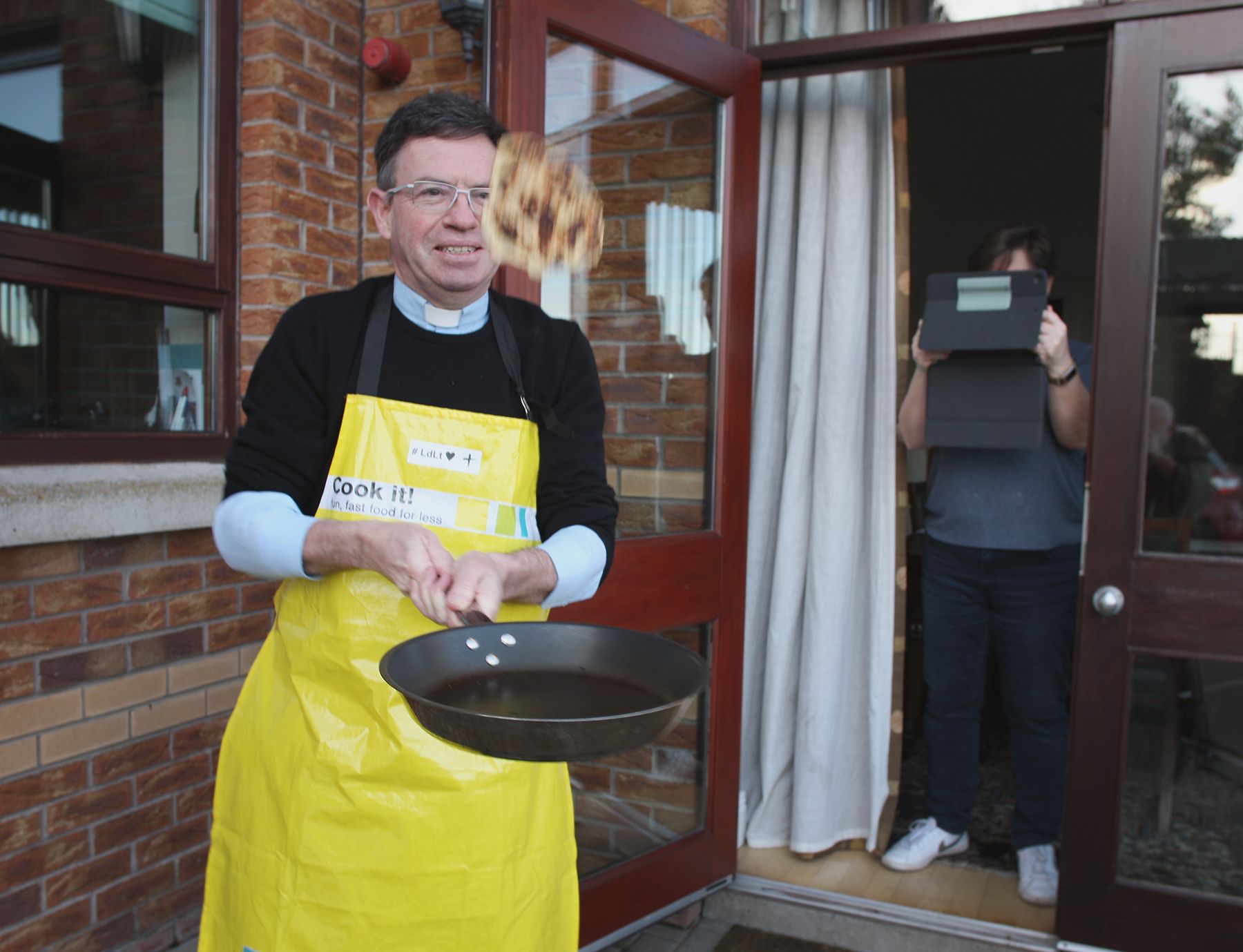 READY, STEADY, COOK: Fr Martin Magill flips a pancake