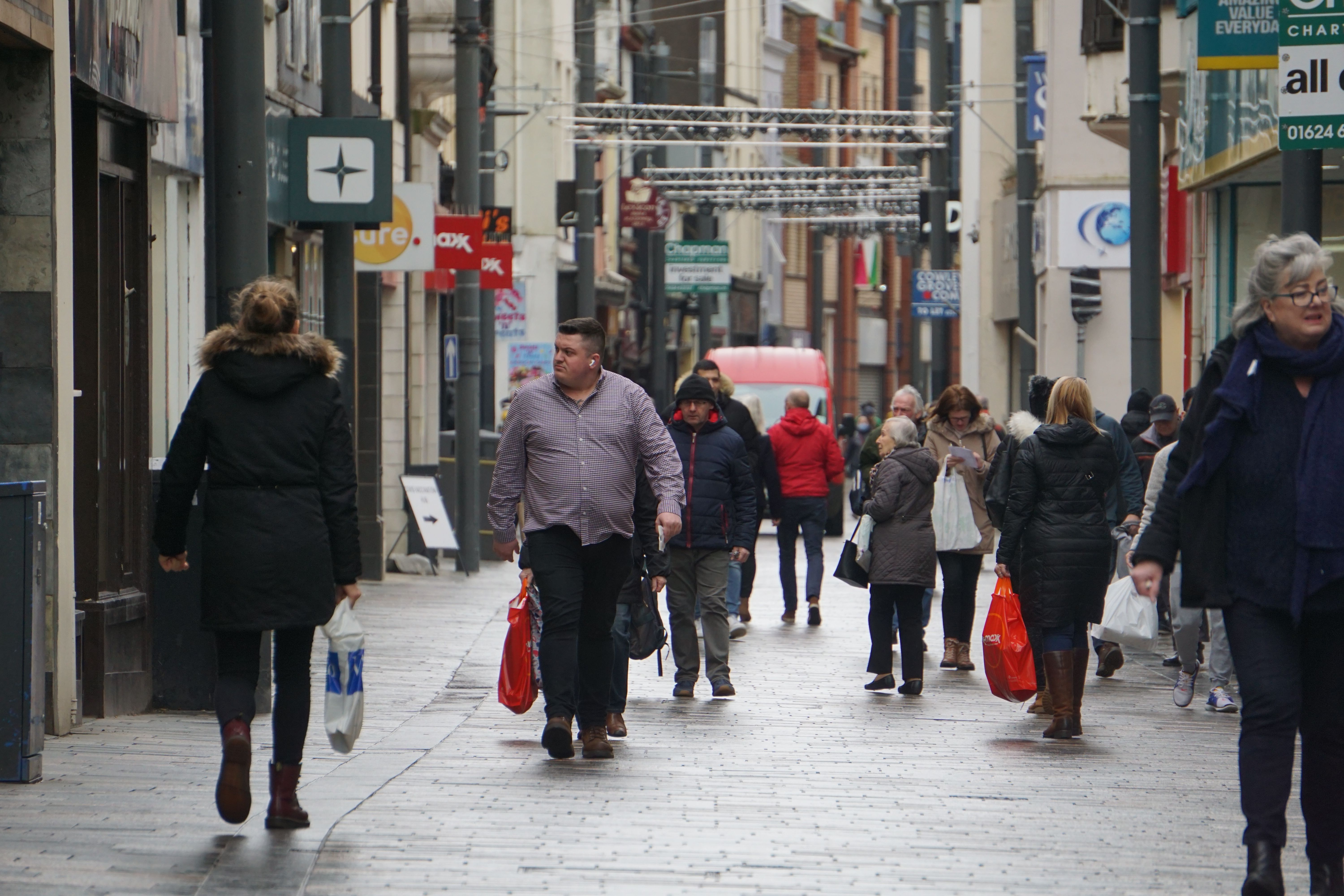 NO FACE MASKS: Shoppers in Strand Street, Douglas, Isle of Man
