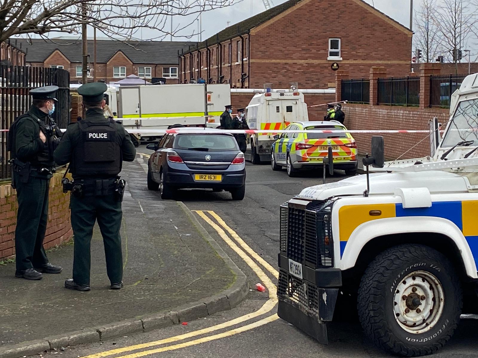 DEVICE: Police and ATOs at the scene of the security alert on Devonshire Place