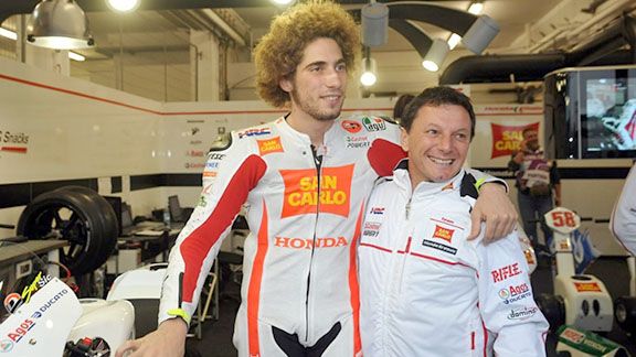 DOUBLE TRAGEDY: Fausto Gresini has passed away from Covid – he’s pictured here with Marco Simoncelli, who died racing in Malaysia in 2011