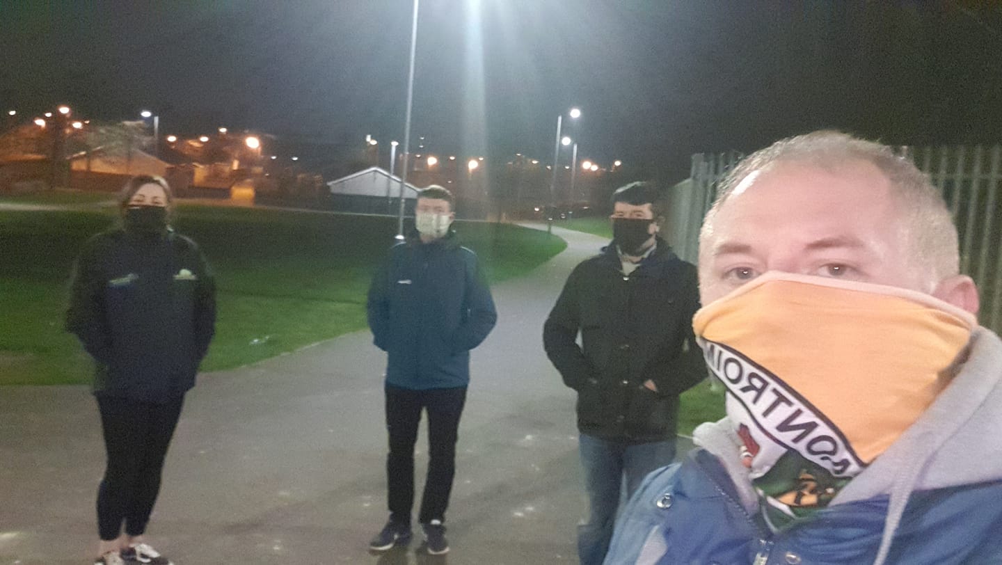WORKING TOGETHER: Councillor Stephen Maginness and Colin volunteers on the streets at the weekend