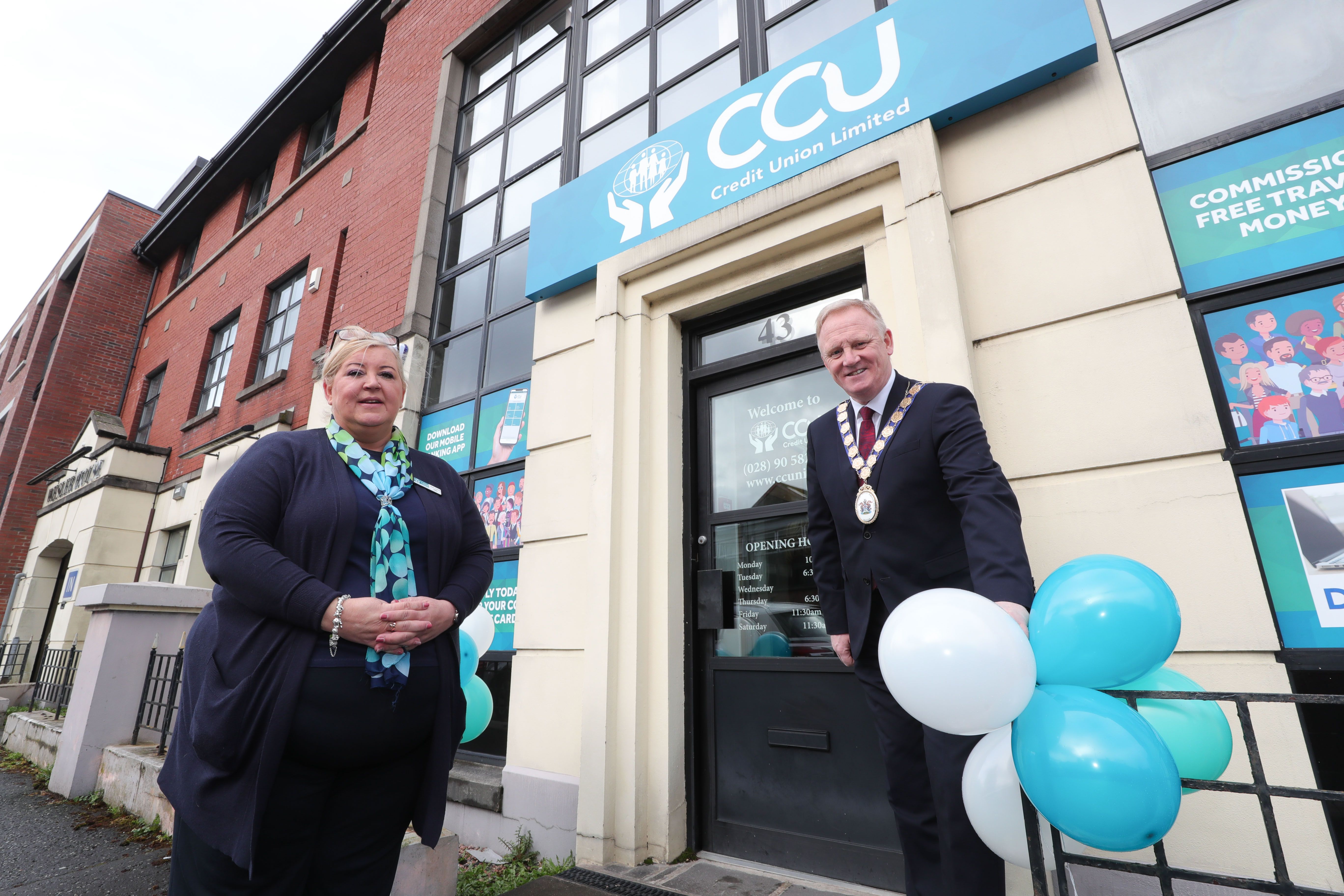 Mayor of Ards and North Down, councillor Trevor Cummings opened the sixth branch of the CCU Credit Union with a new office in Holywood with Ruth Clarke, Chief Executive of CCU Credit Union