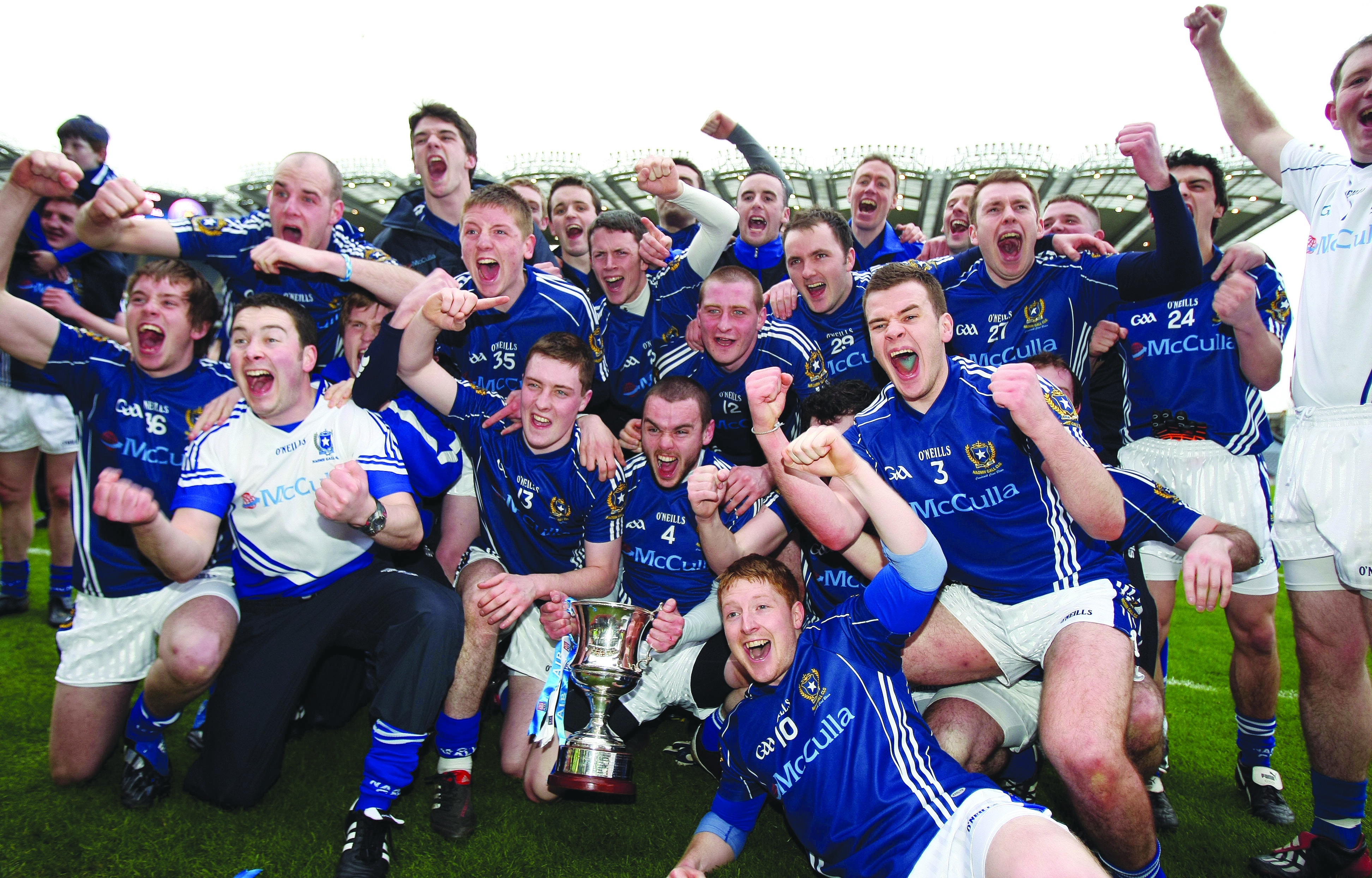 The St Gall\'s squad celebrate with the Andy Merrigan Cup following their 2010 All-Ireland Club Senior Football Championship final win over Kilmurry-Ibrickane at Croke Park on St Patrick\'s Day