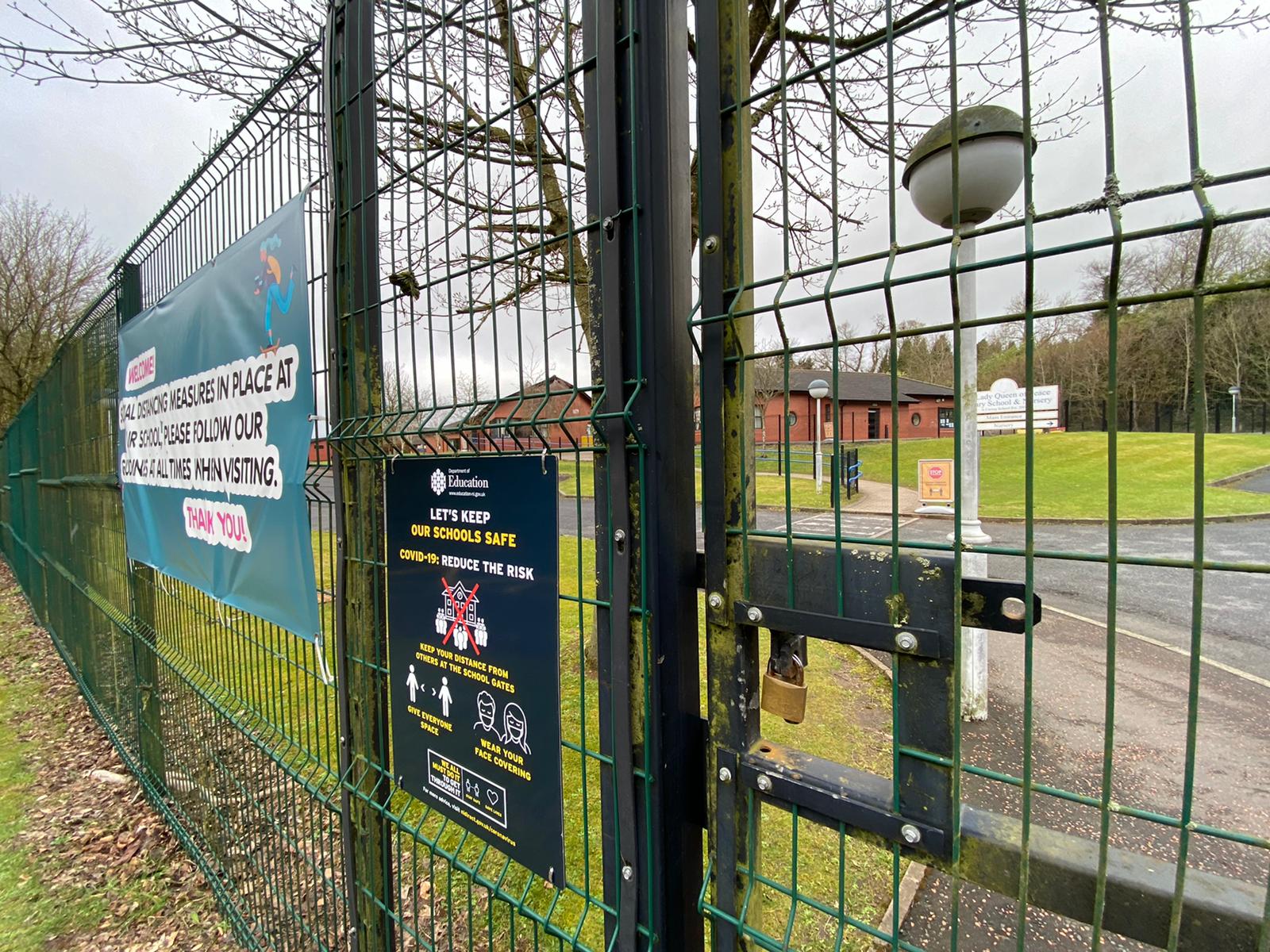 CLOSED: Our Lady Queen of Peace Primary School in Upper Dunmurry Lane remains closed