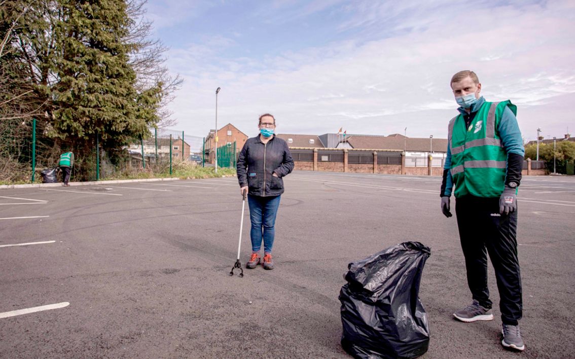 CLEAN-UP: Cllr áine McCabe and Eoin McShane